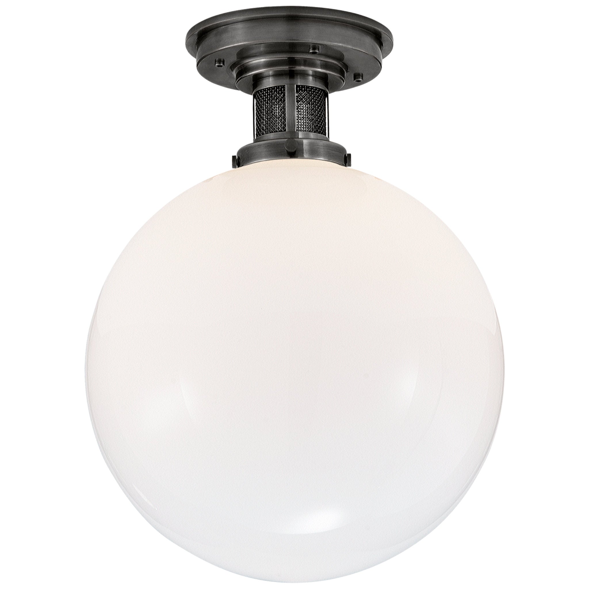 Ralph Lauren McCarren Medium Flush Mount in Bronze with White Glass Ceiling Light W12" x H16"