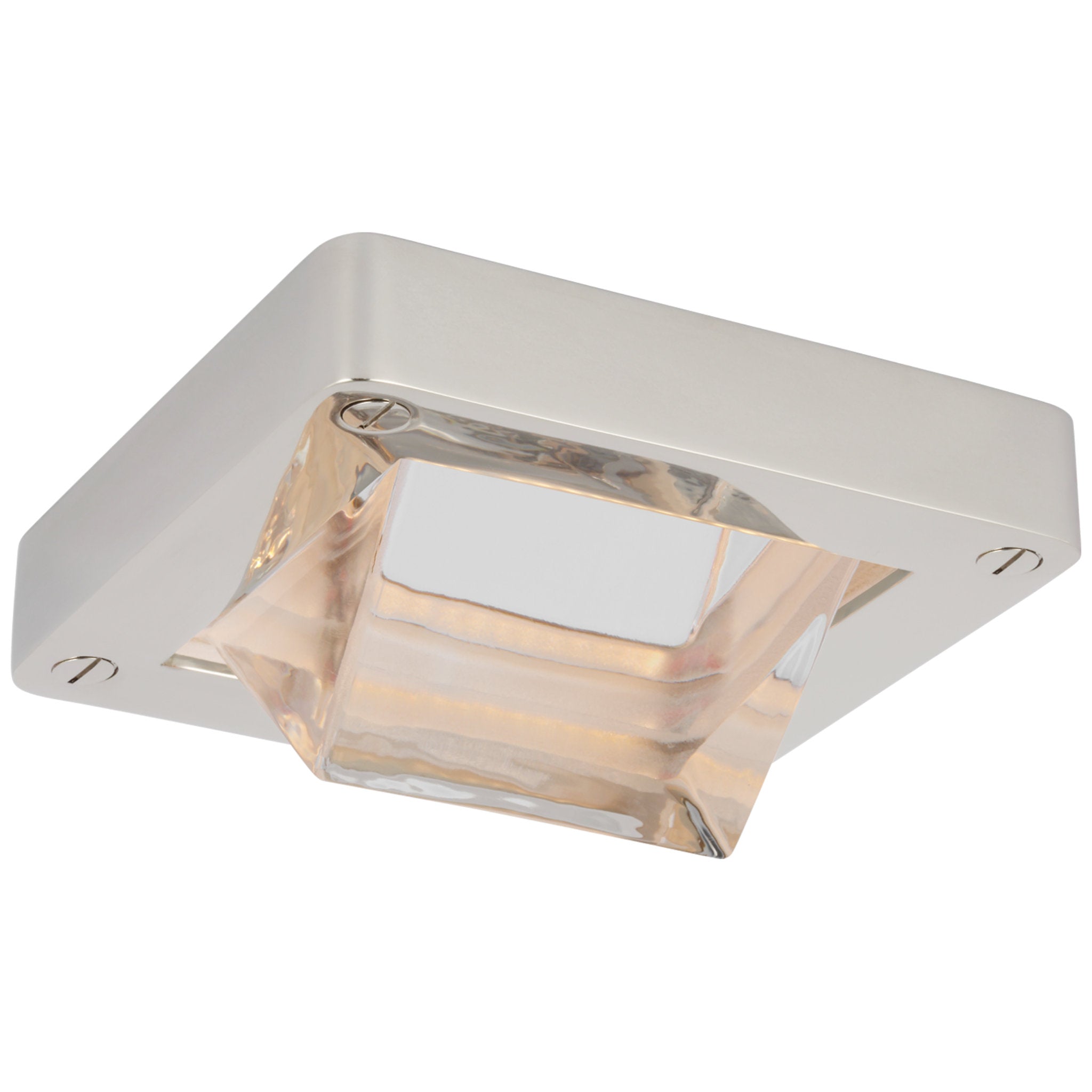 Ralph Lauren Rolland 5" Solitaire Flush Mount in Polished Nickel and Clear Glass Ceiling Light W5" x H2.5"