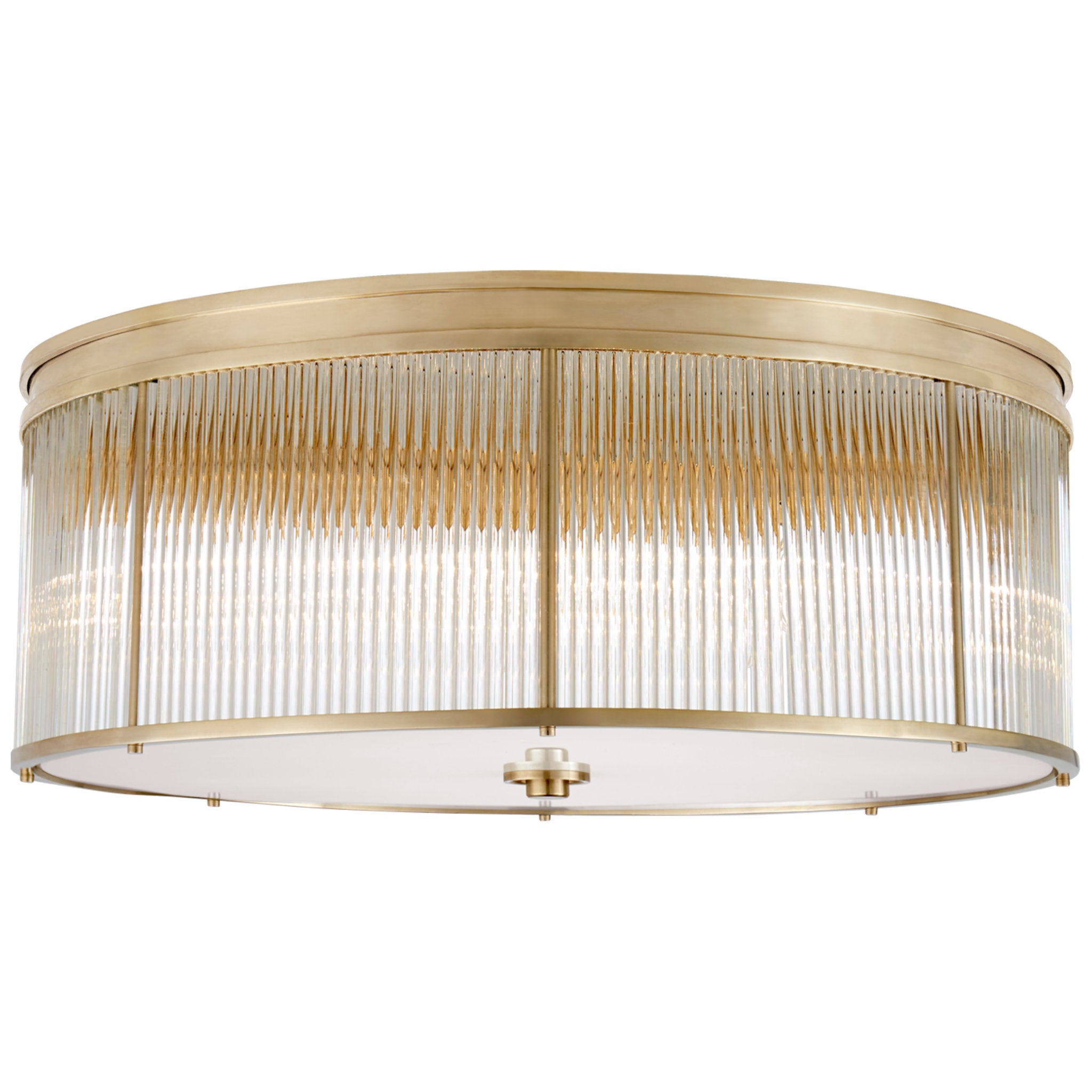 Ralph Lauren Allen Grande Flush Mount in Natural Brass and Glass Rods with White Glass Ceiling Light W24" x H9.25"
