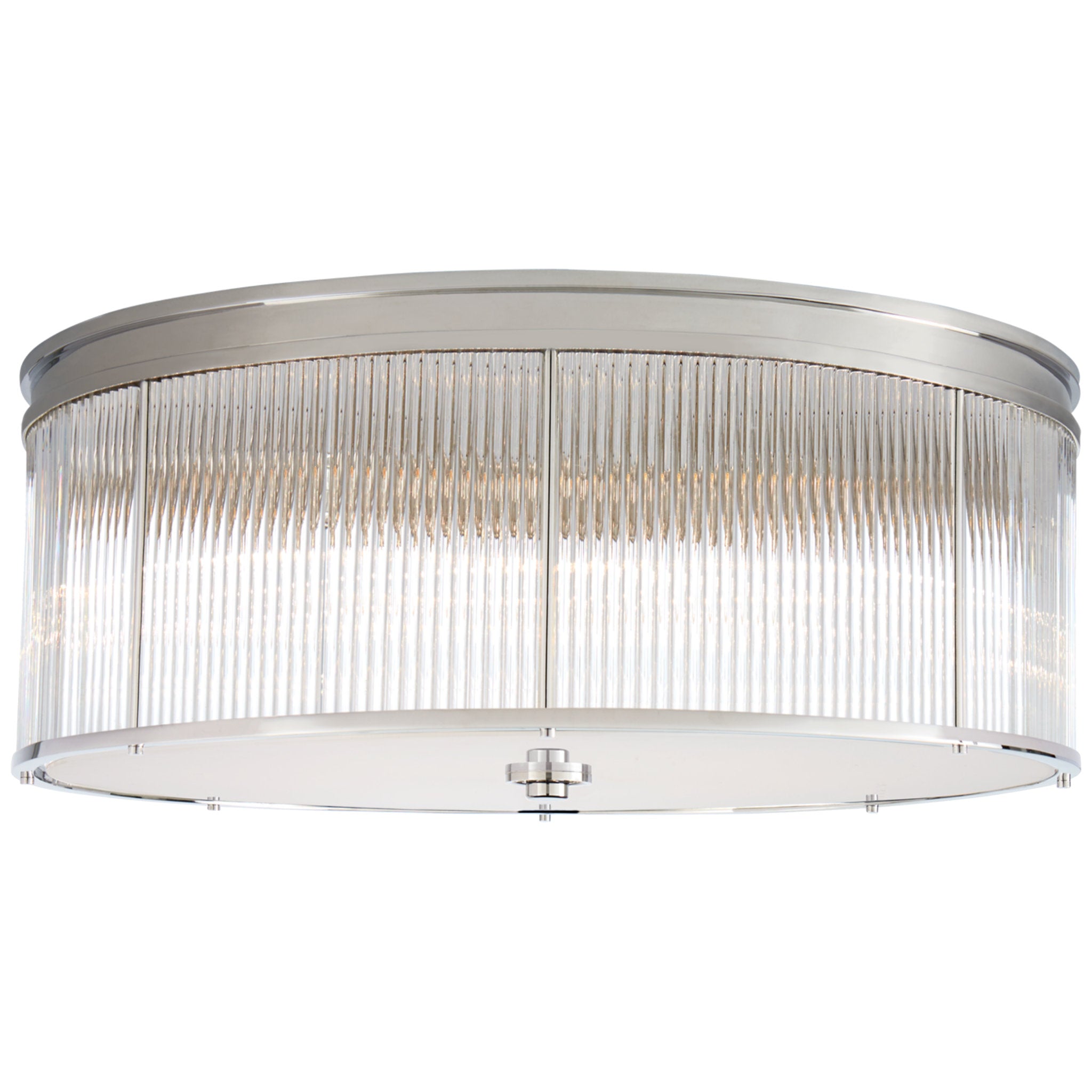 Ralph Lauren Allen Grande Flush Mount in Polished Nickel and Glass Rods with White Glass Ceiling Light W24" x H9.25"