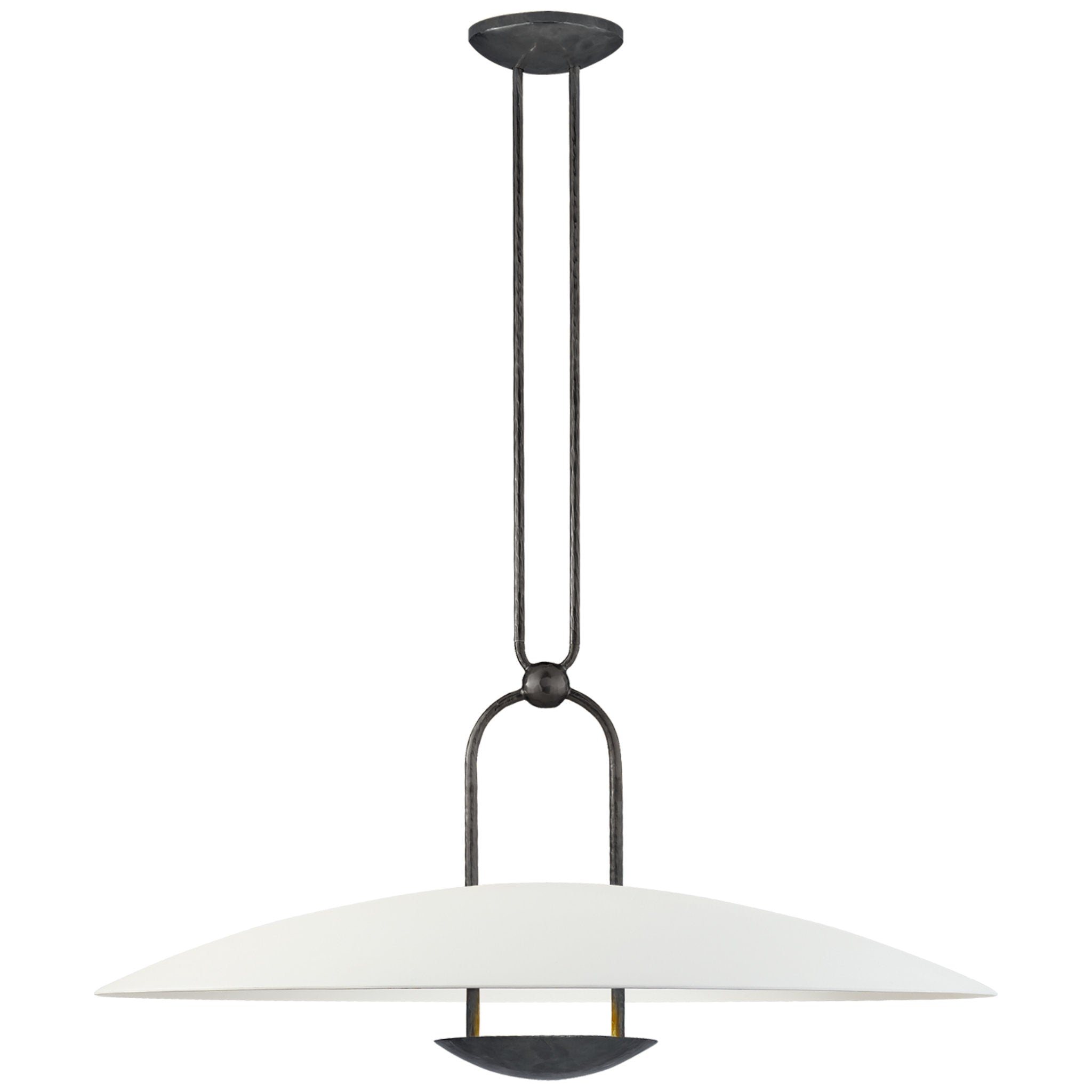 Ralph Lauren Cara Large Sculpted Pendant in Bronze with Plaster White Shade Ceiling Light W40"