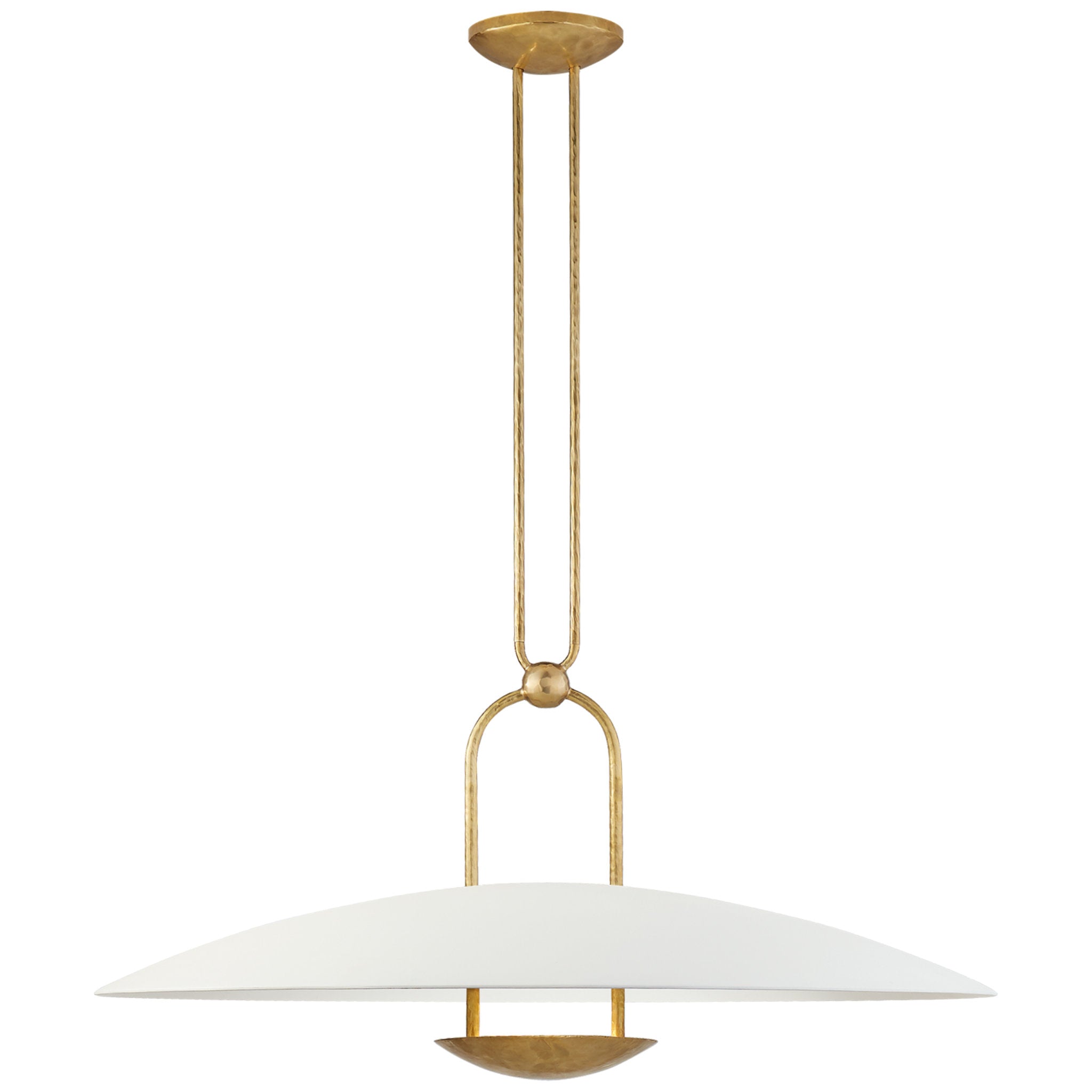 Ralph Lauren Cara Large Sculpted Pendant in Natural Brass with Plaster White Shade Ceiling Light W40"