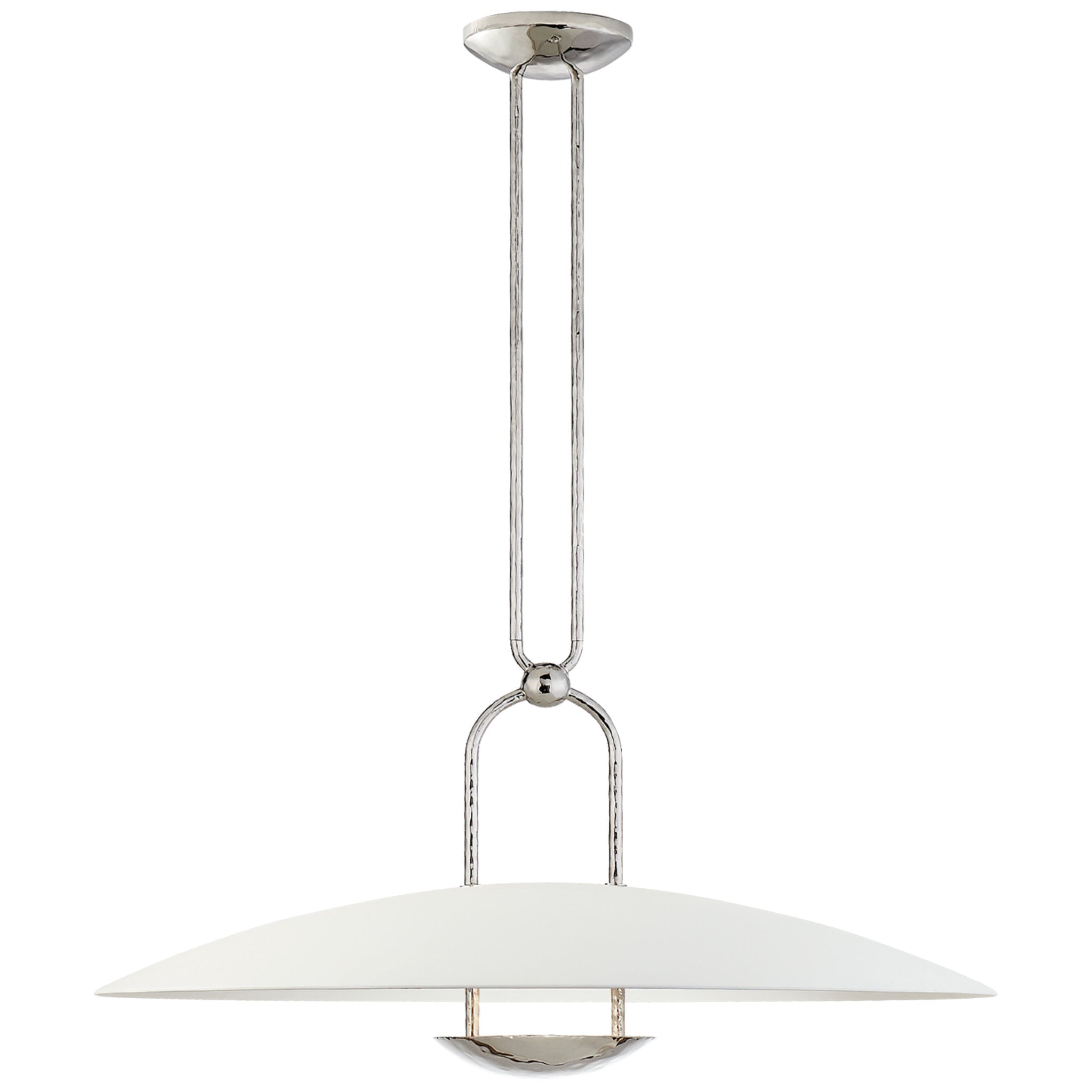 Ralph Lauren Cara Large Sculpted Pendant in Polished Nickel with Plaster White Shade Ceiling Light W40"