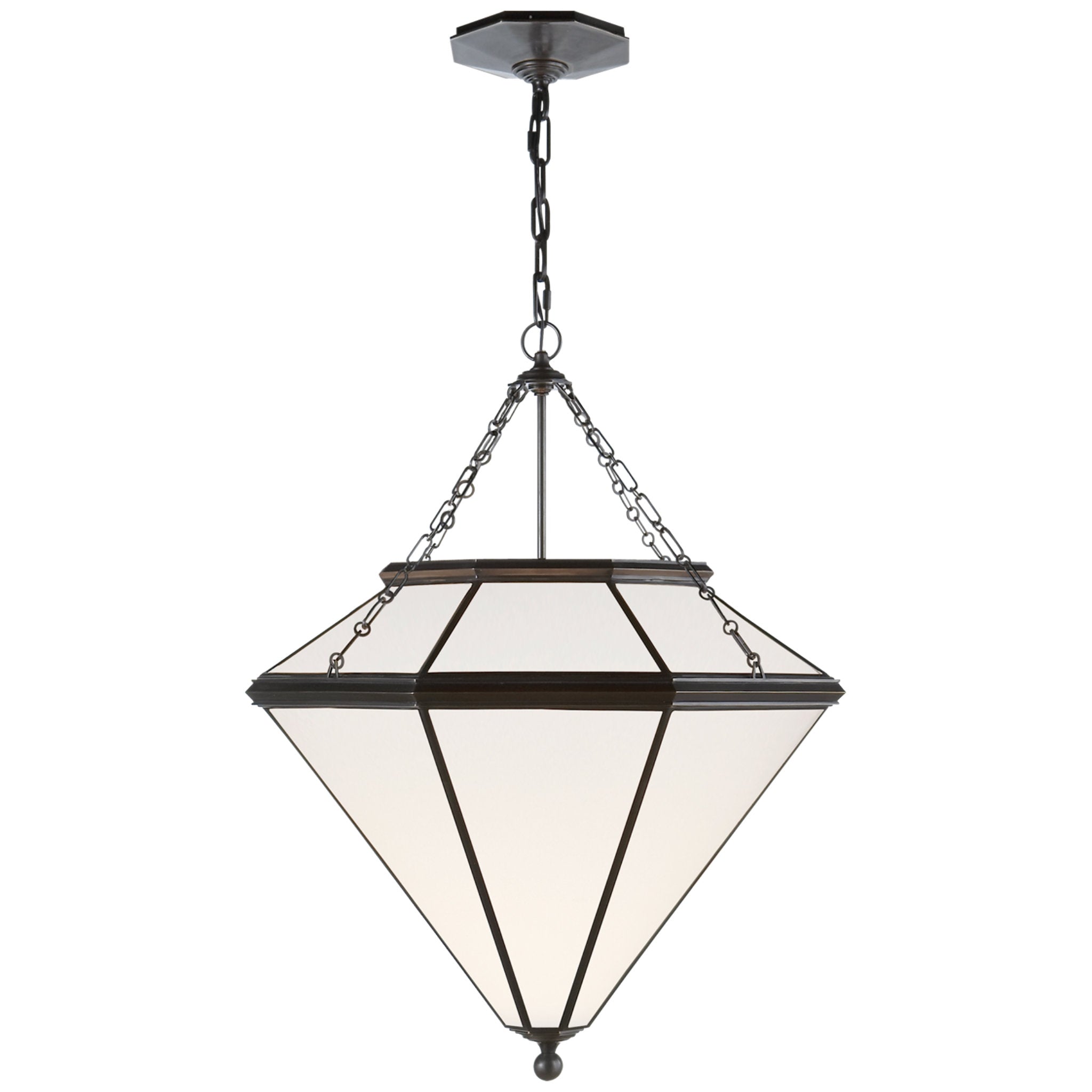Ralph Lauren Cannes Pendant in Bronze with White Glass Ceiling Light W22" x H30.5"