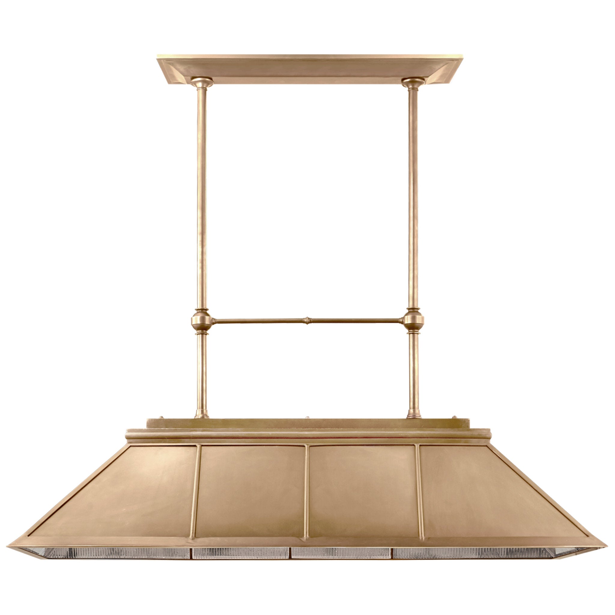 Ralph Lauren Rivington Large Billiard Chandelier in Natural Brass with Antiqued Ribbed Mirror Ceiling Light W56.25"