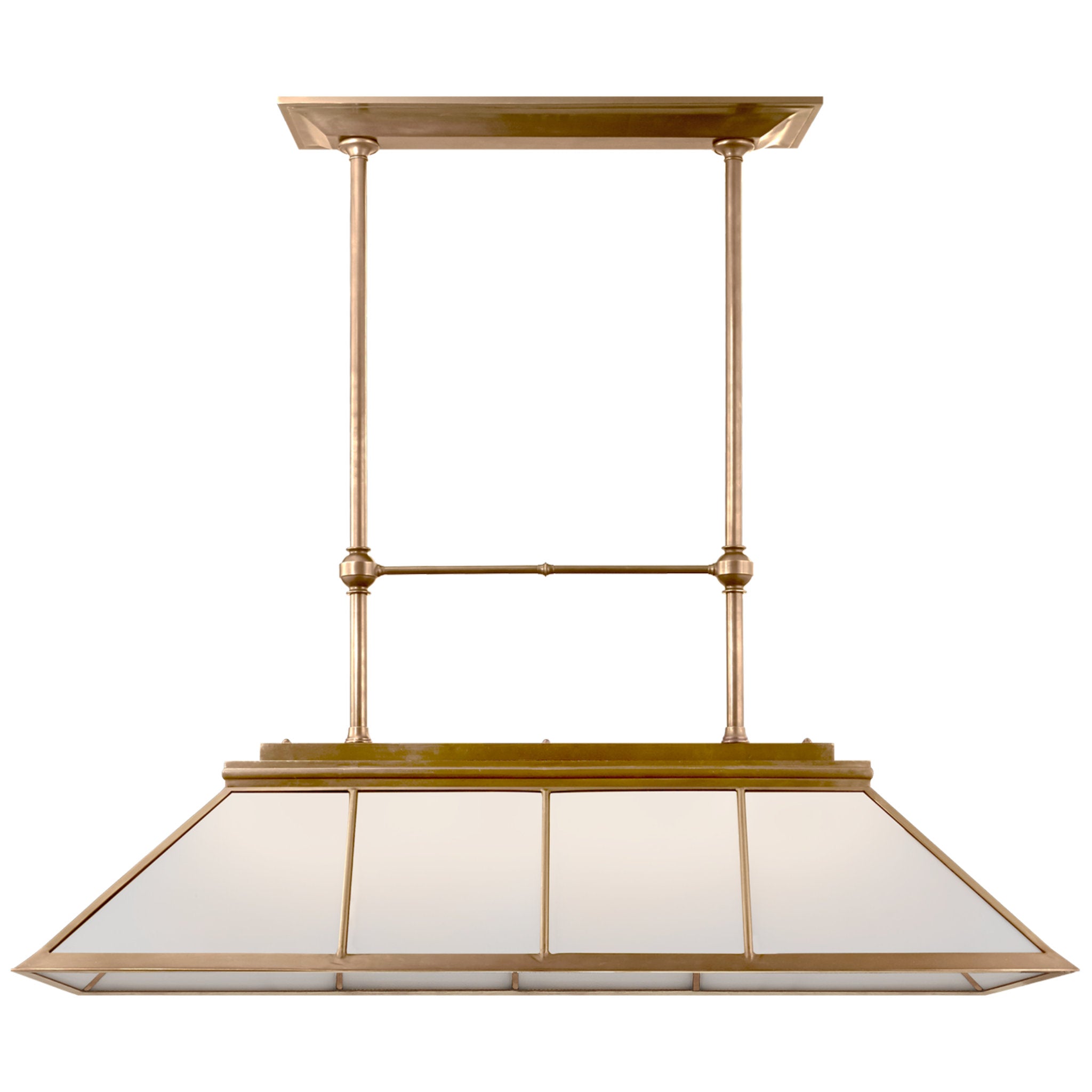 Ralph Lauren Rivington Large Billiard Chandelier in Natural Brass with White Glass Ceiling Light W56.25"