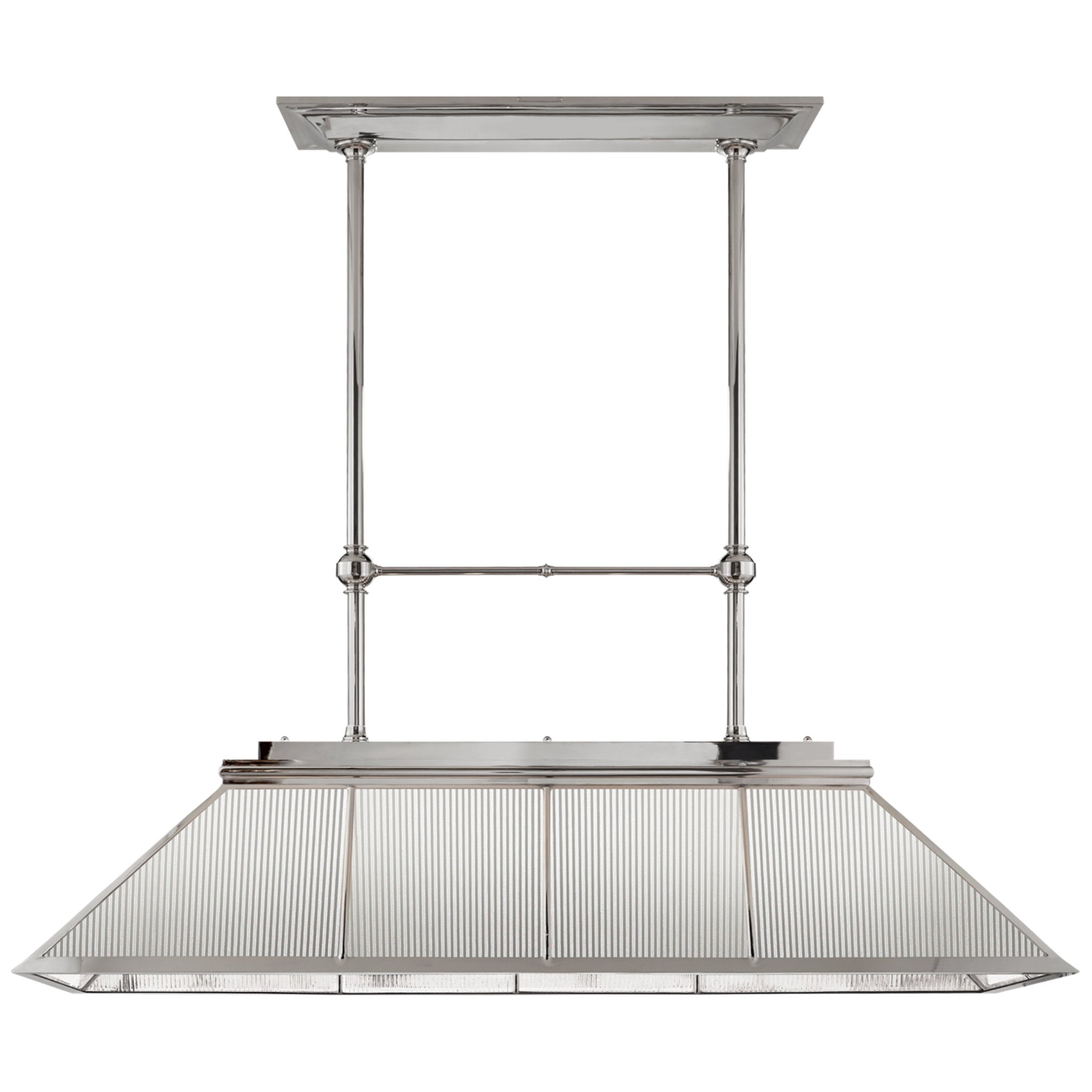 Ralph Lauren Rivington Large Billiard Chandelier in Polished Nickel with Clear Ribbed Glass Ceiling Light W56.25"