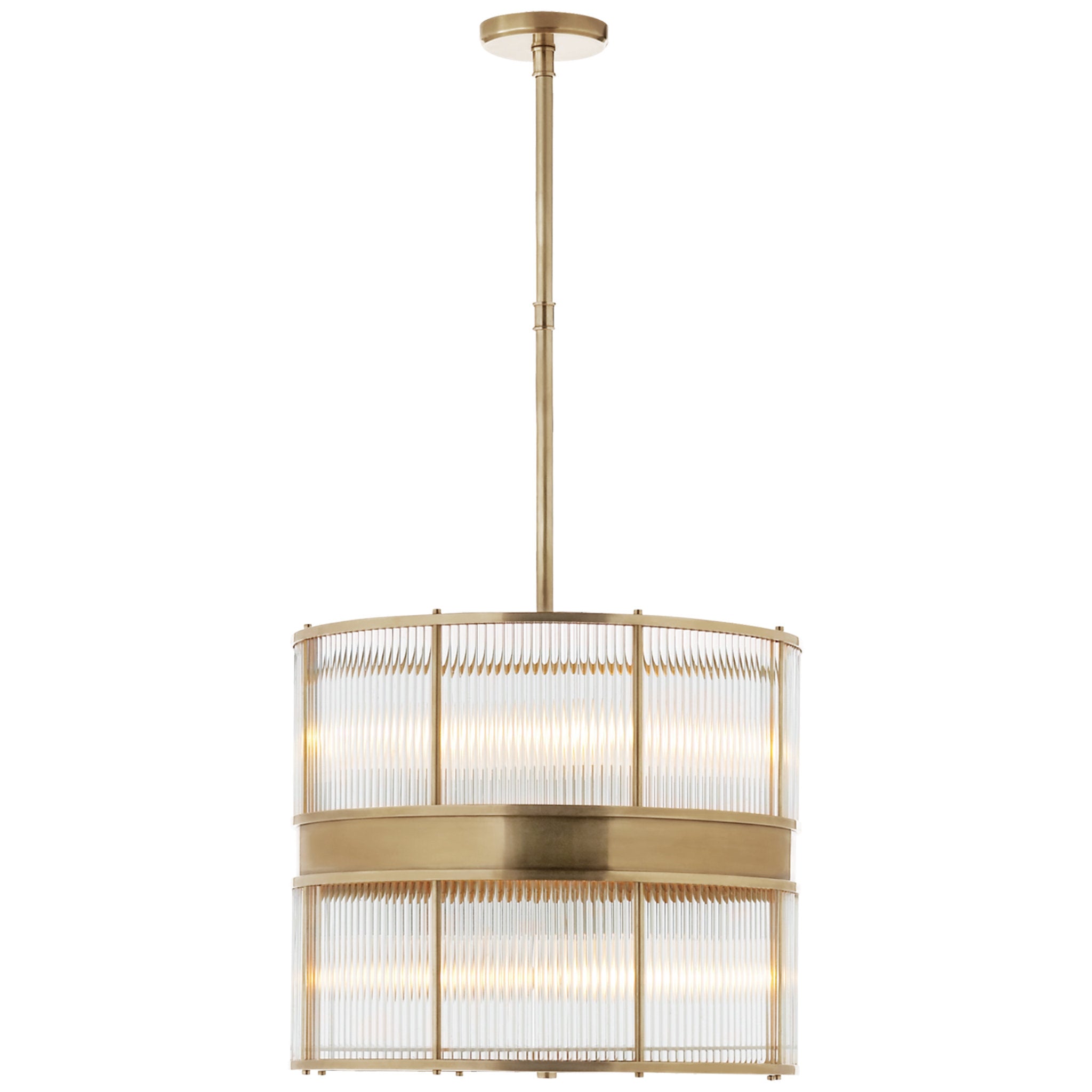 Ralph Lauren Allen Large Chandelier in Natural Brass and Glass Rods Ceiling Light W18.25"