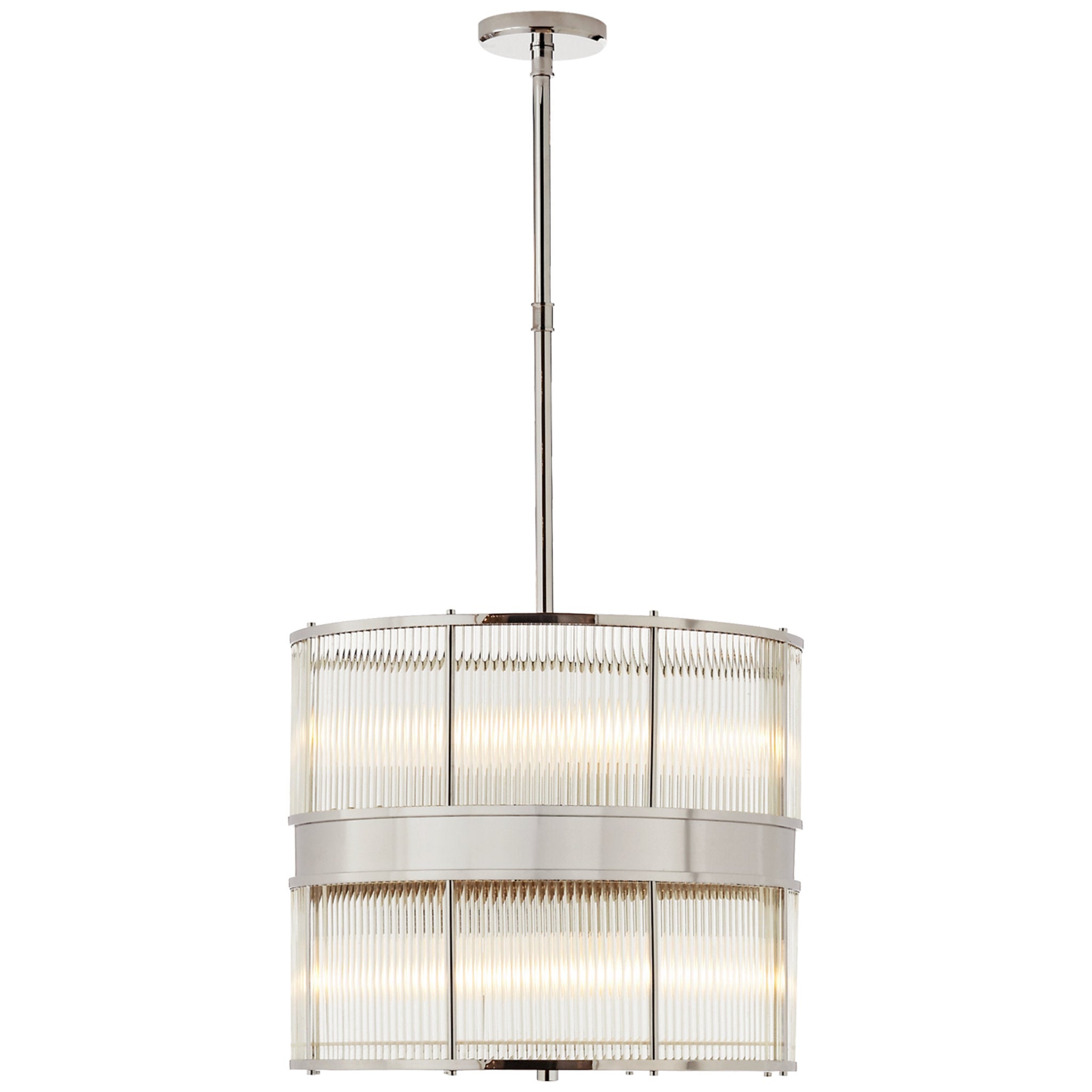 Ralph Lauren Allen Large Chandelier in Polished Nickel and Glass Rods Ceiling Light W18.25"