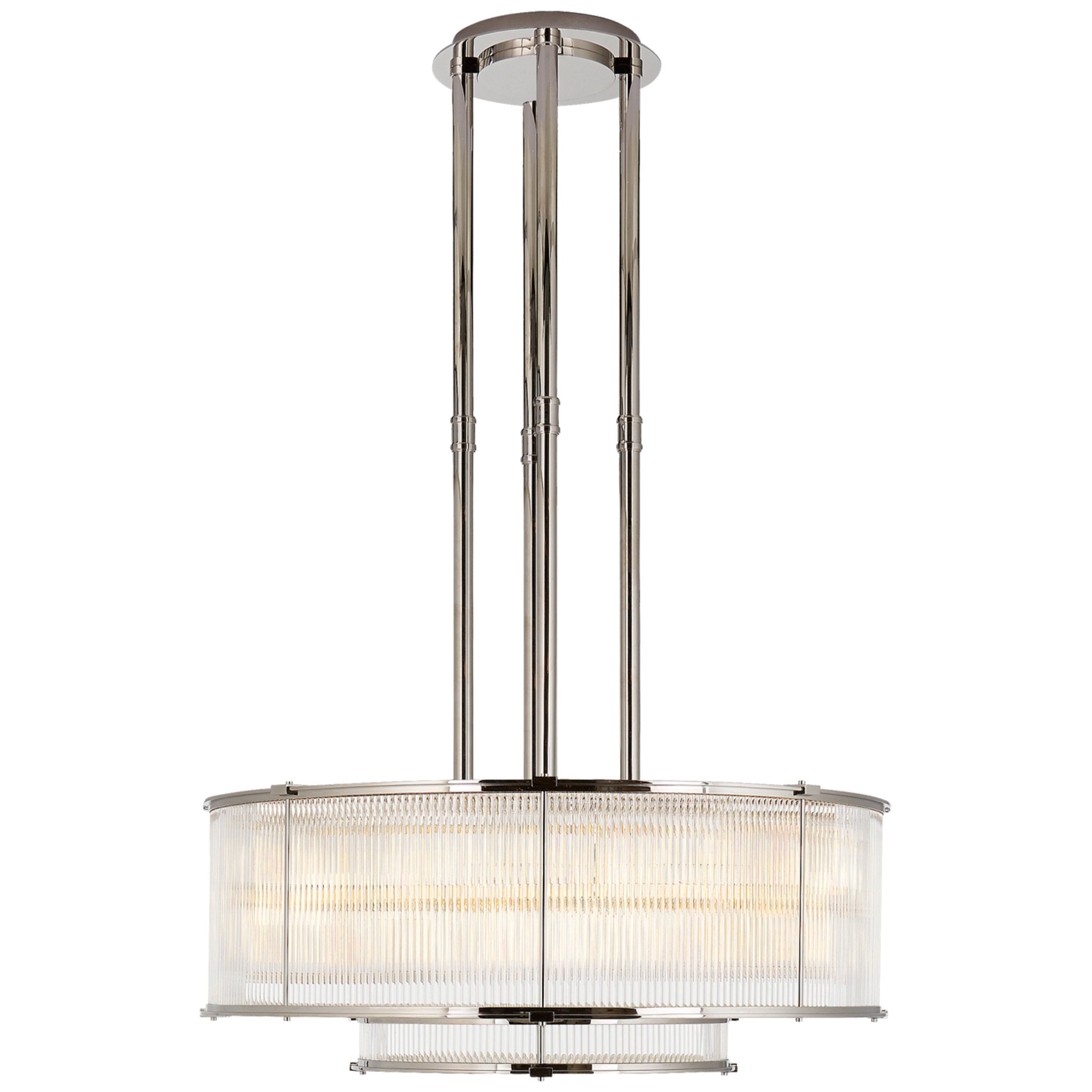 Ralph Lauren Allen Large Tiered Chandelier in Polished Nickel and Glass Rods Ceiling Light W32"