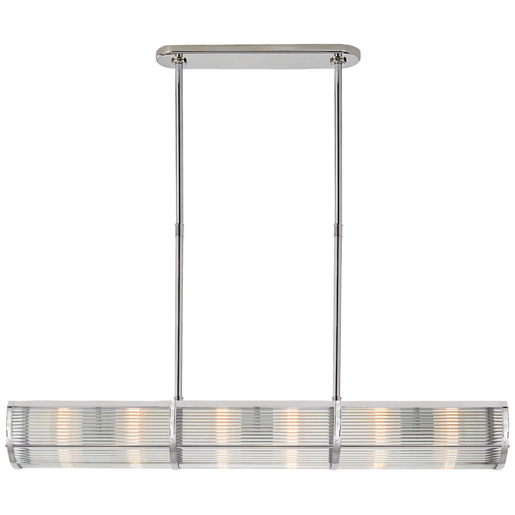 Ralph Lauren Allen Medium Linear Pendant in Polished Nickel and Glass Rods Ceiling Light W48.25"
