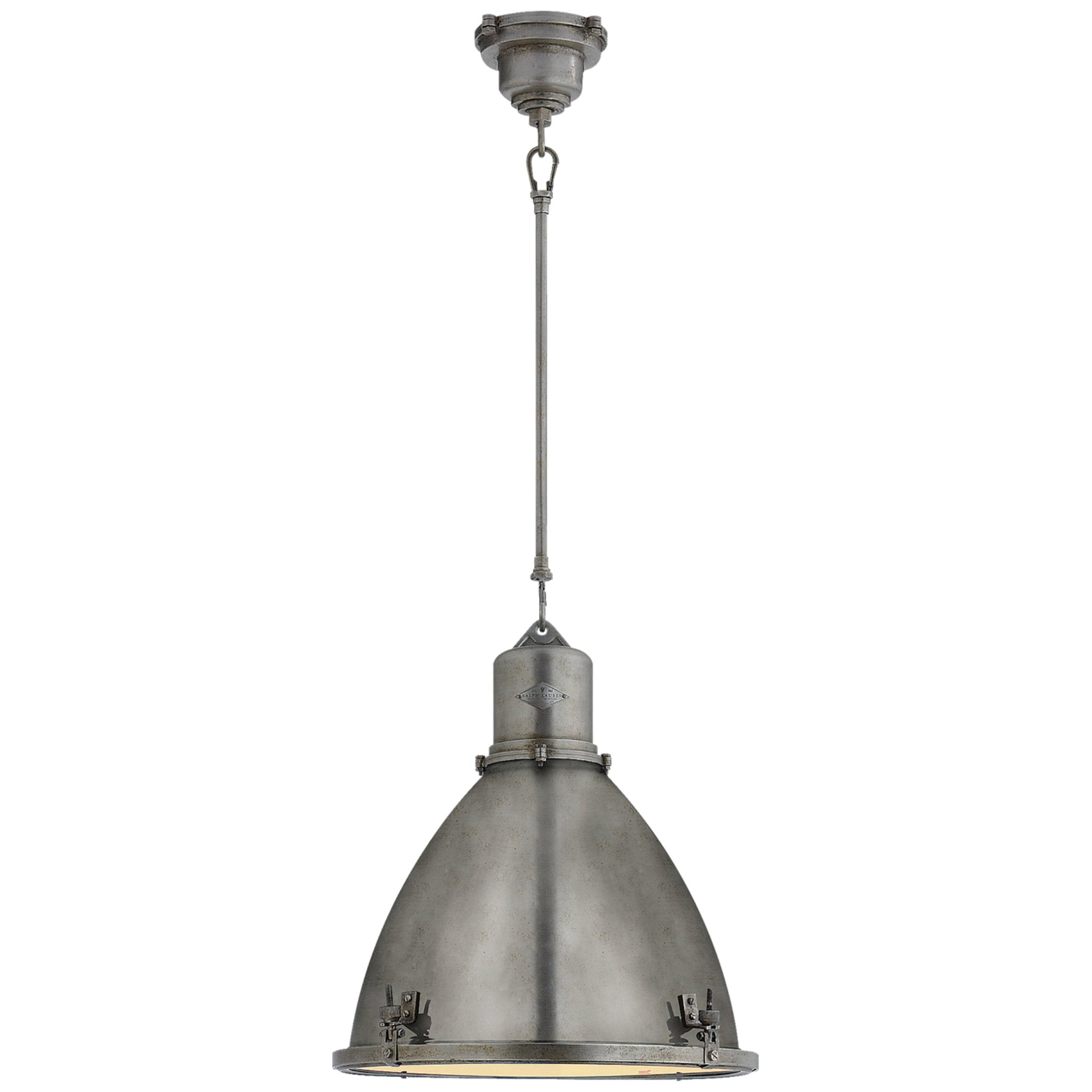 Ralph Lauren Fulton Medium Pendant in Industrial Steel Ceiling Light W17"