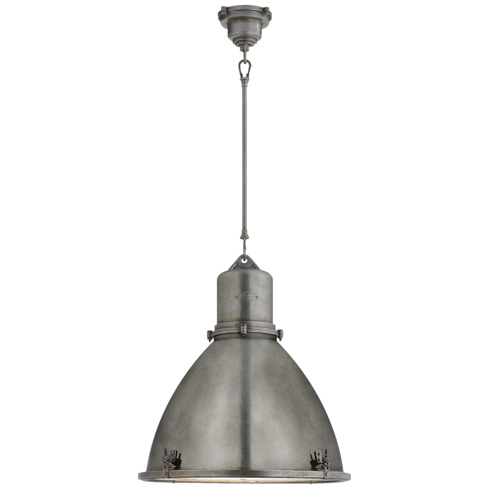 Ralph Lauren Fulton Large Pendant in Industrial Steel Ceiling Light W22"