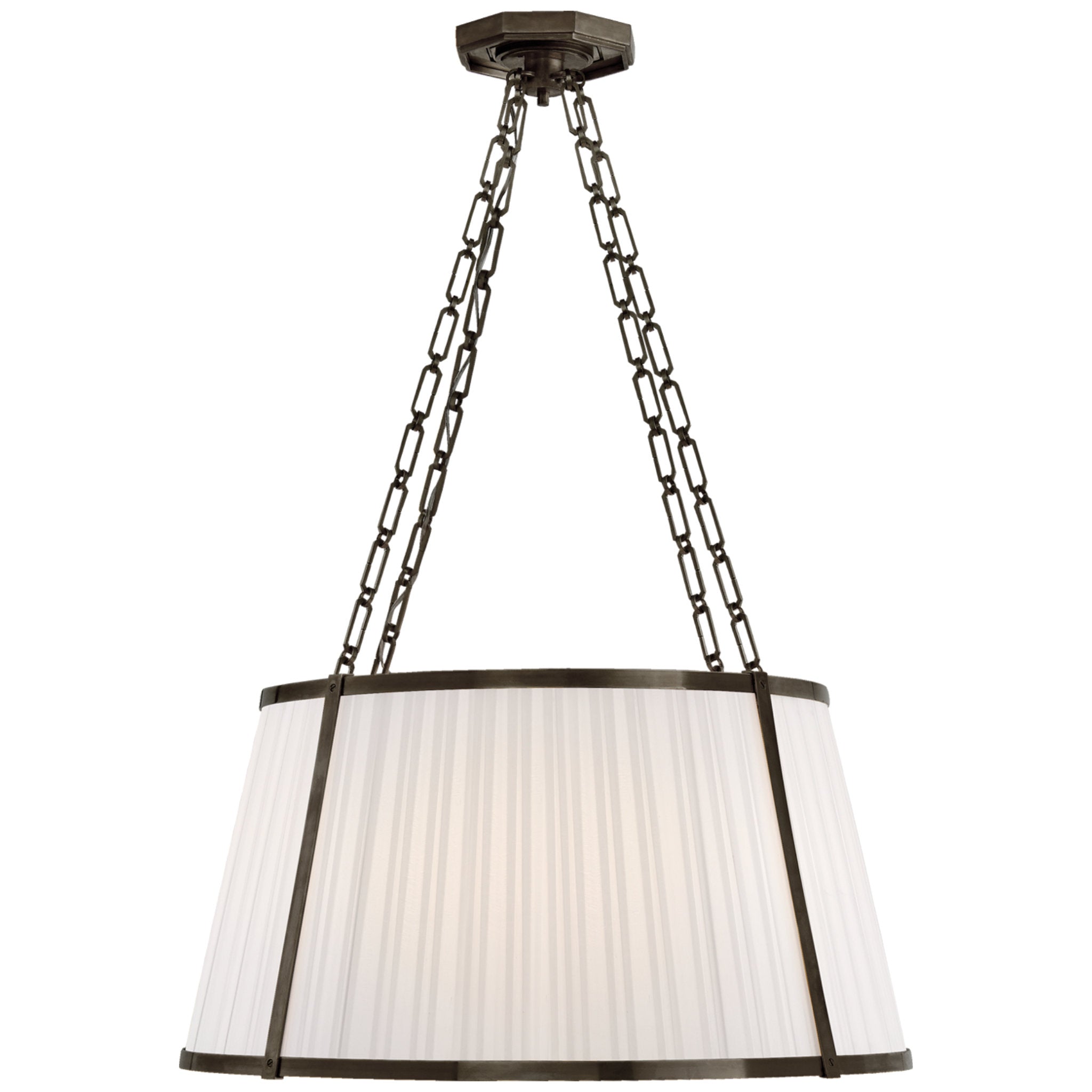 Ralph Lauren Windsor Large Hanging Shade in Bronze with Boxpleat Silk Shade Ceiling Light W30" x H43"
