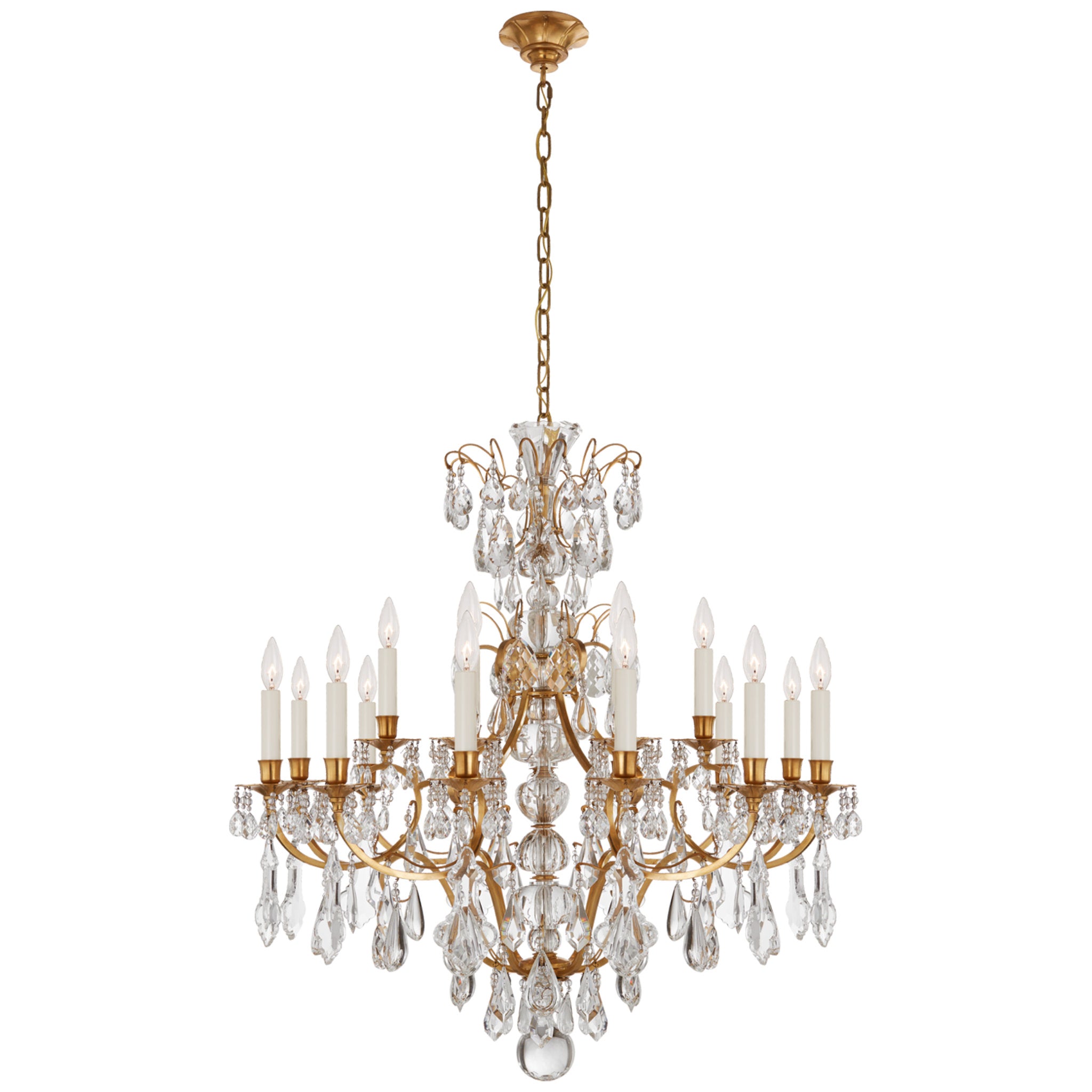 Ralph Lauren Antoinette Medium Chandelier in Natural Brass and Crystal Ceiling Light W35" x H37.75"