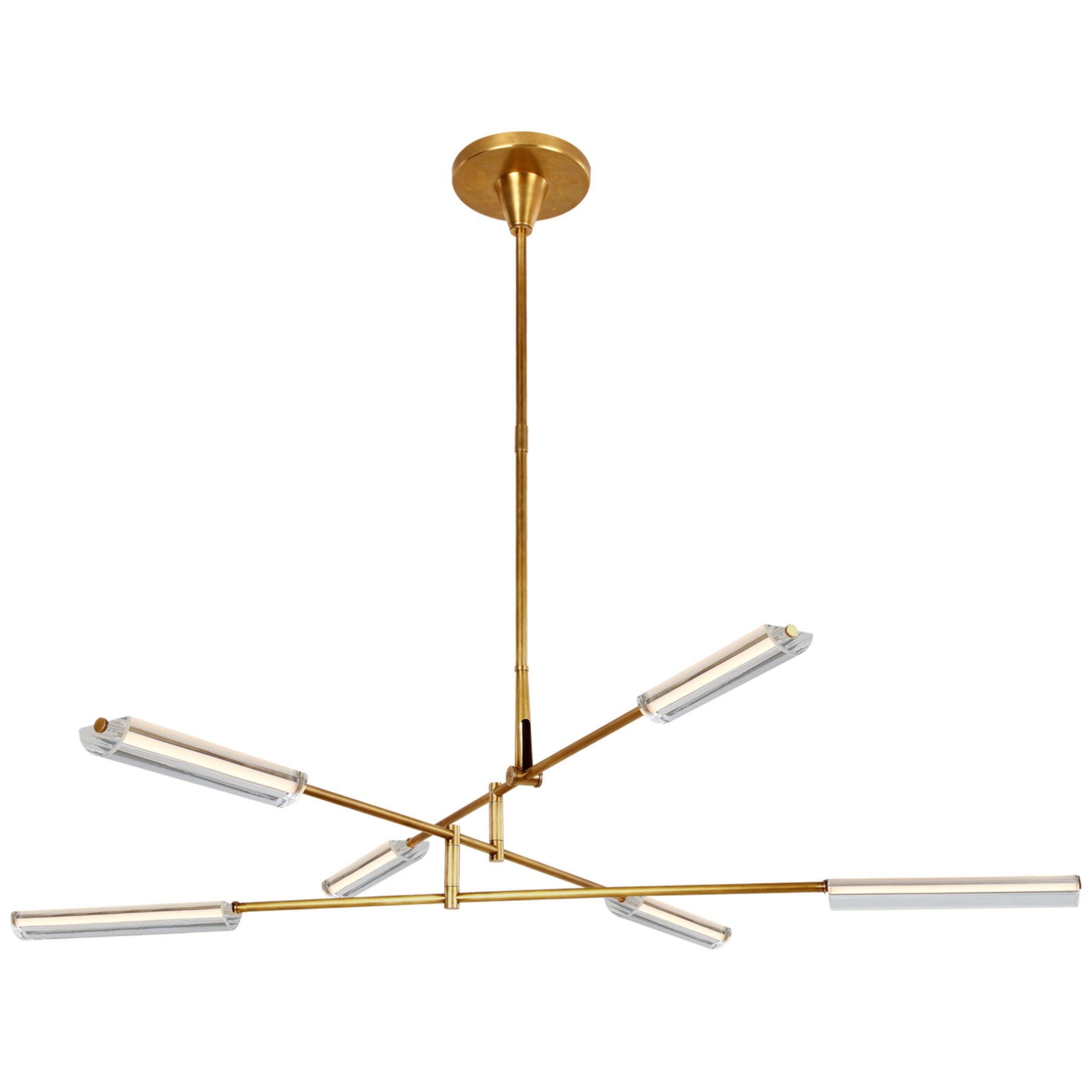 Ralph Lauren Daley Large Six Light Chandelier in Natural Brass with Clear Acrylic Ceiling Light W54.75"