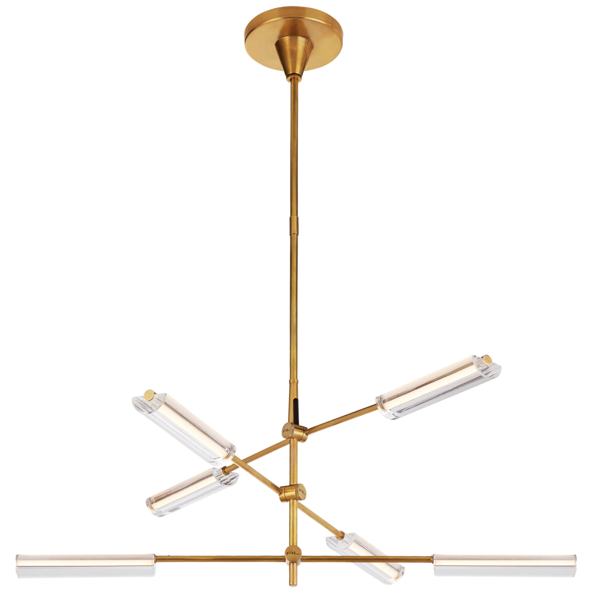 Ralph Lauren Daley Medium Six Light Chandelier in Natural Brass with Clear Acrylic Ceiling Light W40"