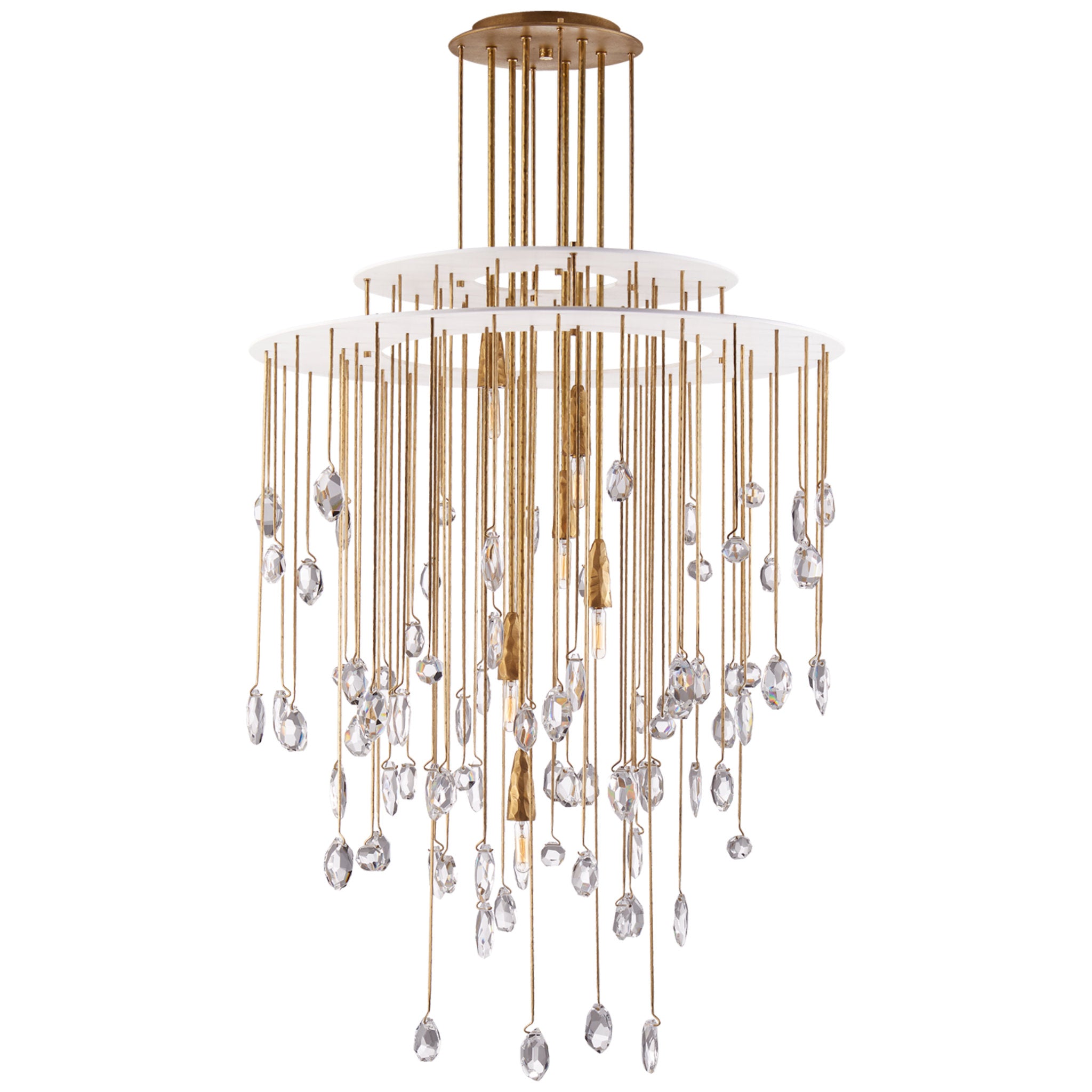 Ralph Lauren Hailee Medium Sculpted Chandelier in Natural Brass and Plaster White with Crystal Ceiling Light W32" x H58.5"