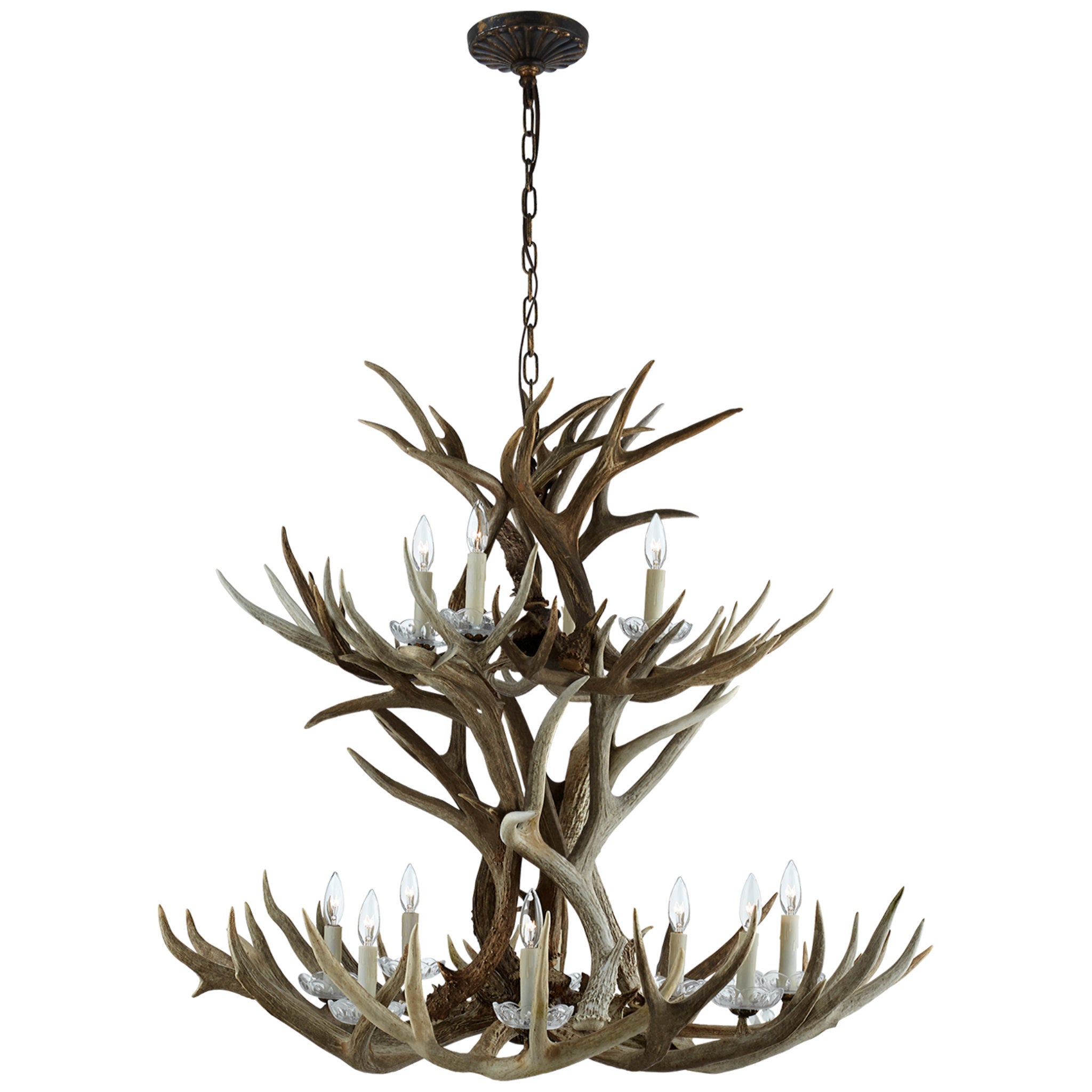 Ralph Lauren Straton Double Tier Chandelier in Natural Bone Ceiling Light W42" x H44"