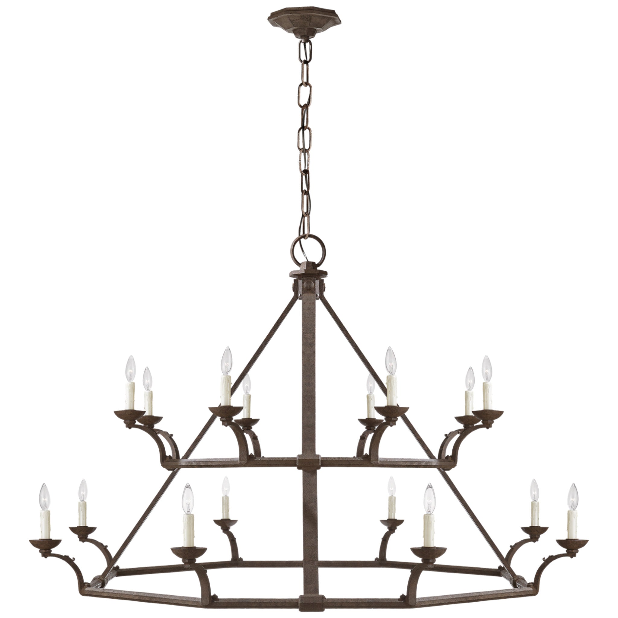 Ralph Lauren Robertson Double Tier Chandelier in Natural Rust Ceiling Light W65.75" x H40.25"