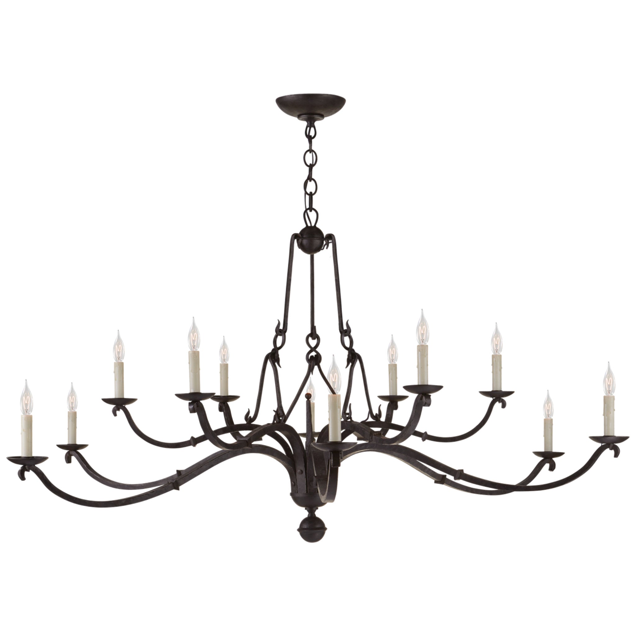 Ralph Lauren Allegra Large Two-Tiered Chandelier in Aged Iron Ceiling Light W69" x H37.5"