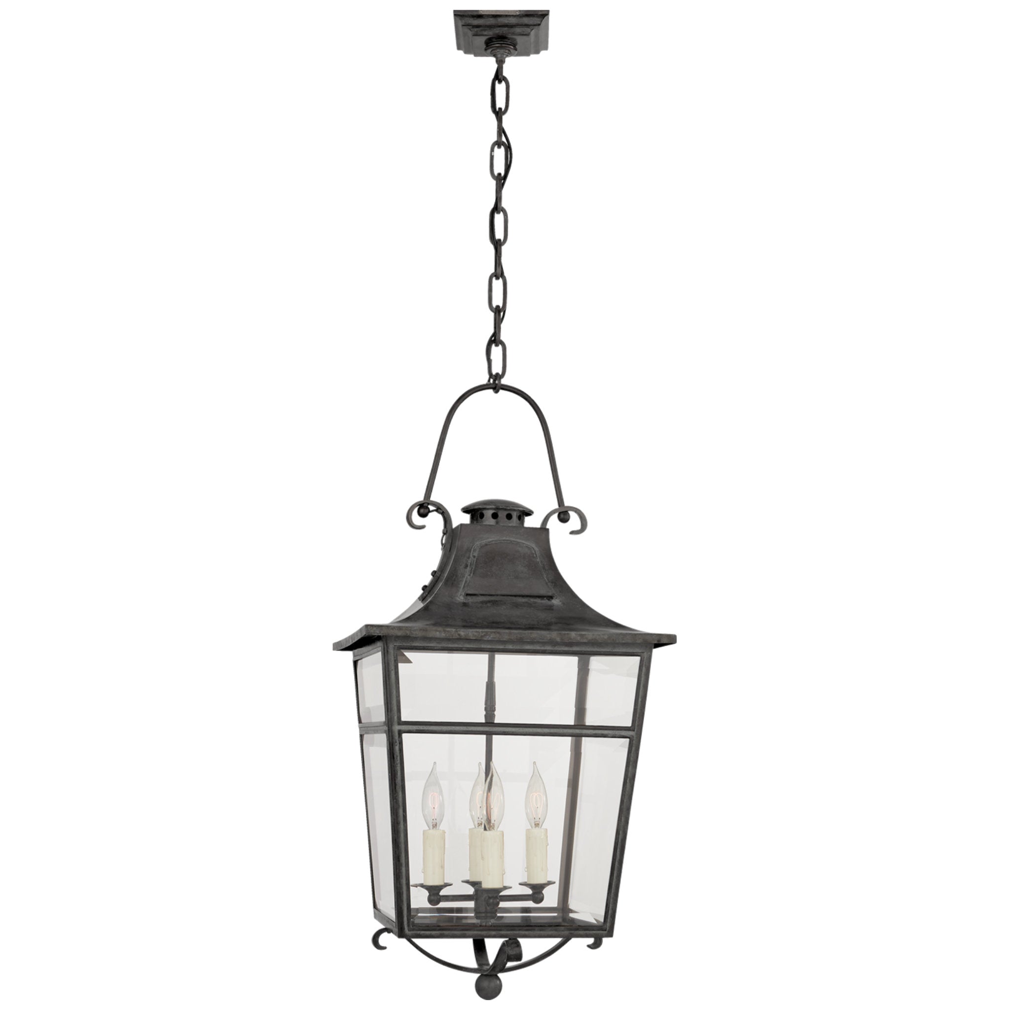 Ralph Lauren Carrington Small Lantern in French Rust with Clear Glass Outdoor Lighting W16" x H34.5"
