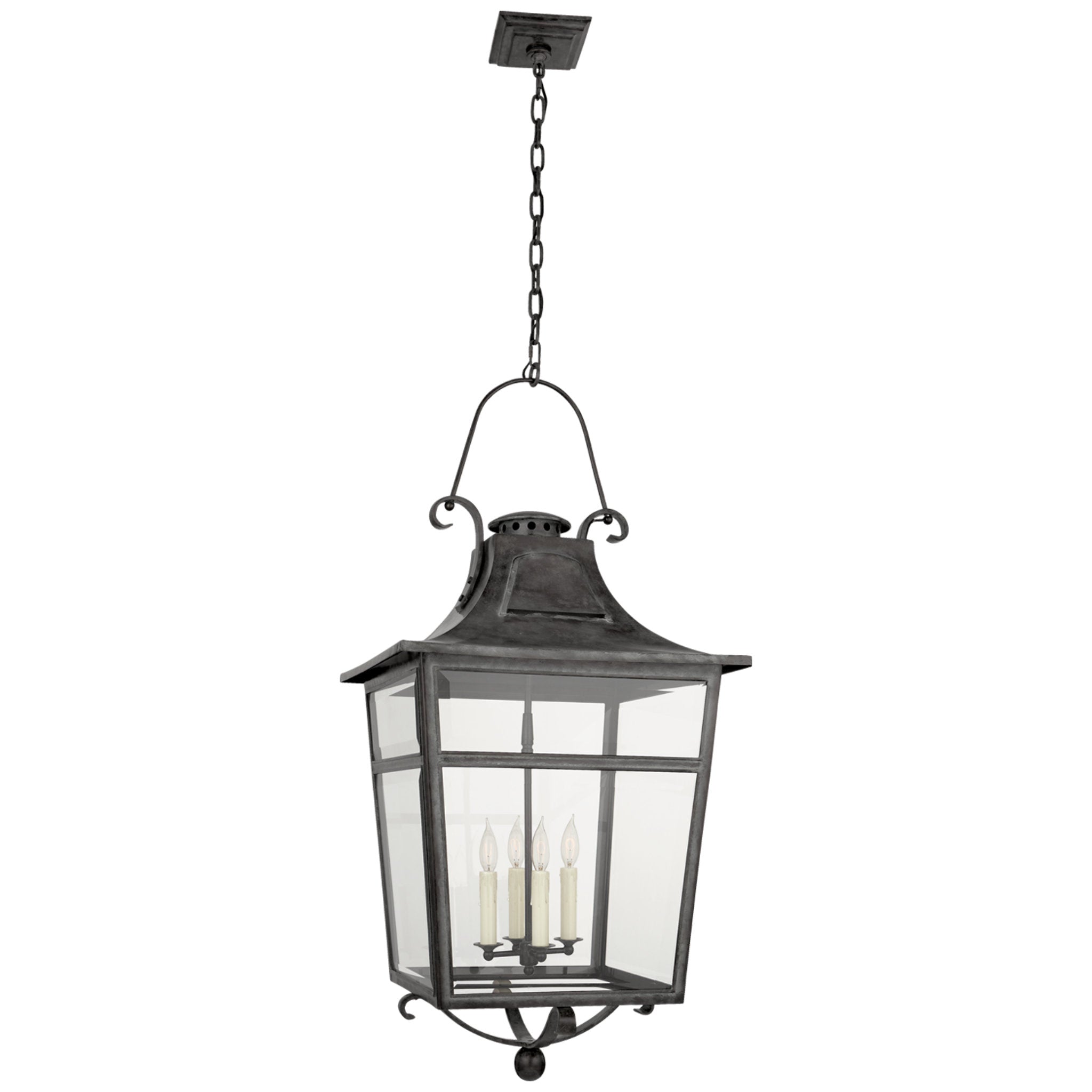 Ralph Lauren Carrington Large Lantern in French Rust with Clear Glass Outdoor Lighting W22.5" x H48.5"