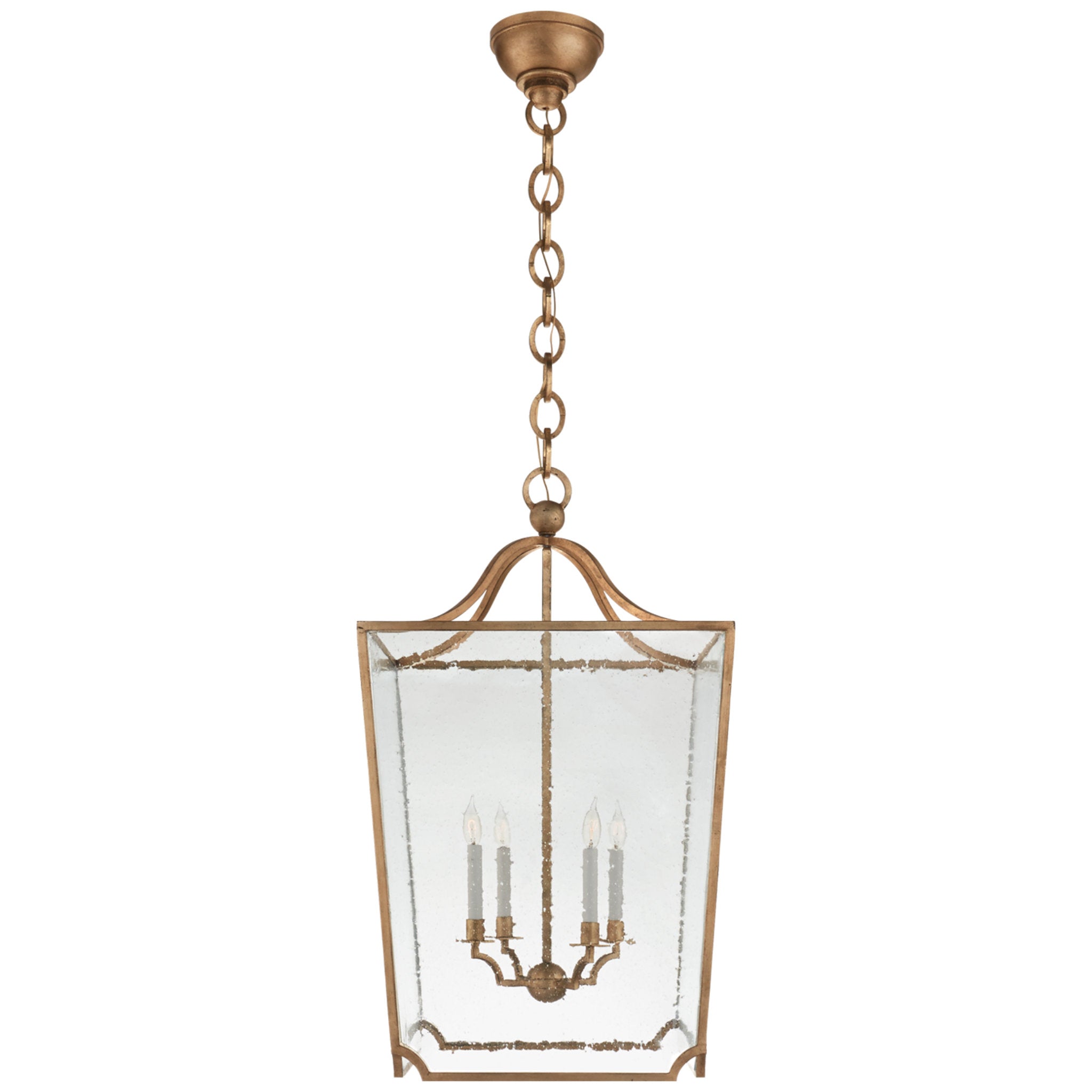 Ralph Lauren Beatrice Large Lantern in Gilded Iron with Restoration Glass Ceiling Light W24" x H41.5"