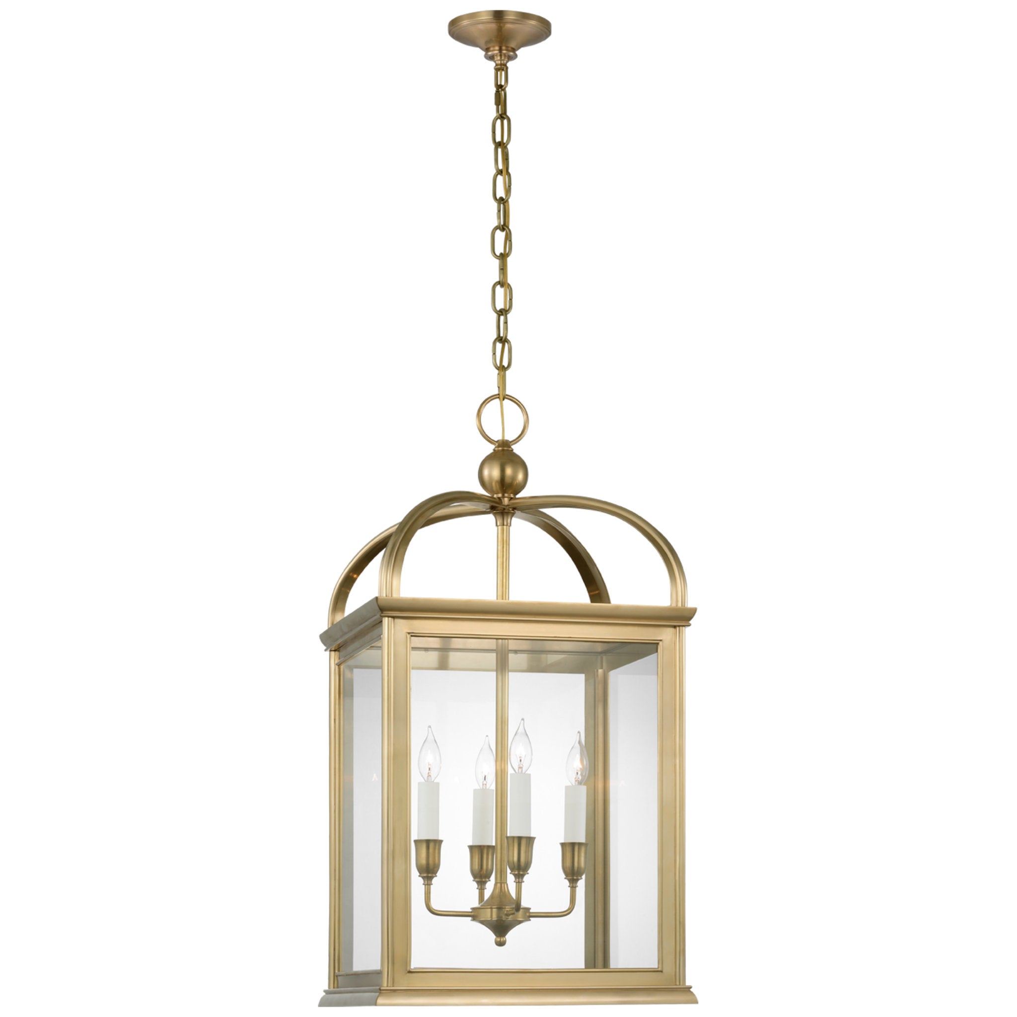 Ralph Lauren Rhoades 19" Lantern in Natural Brass with Clear Glass Ceiling Light W18.5" x H36.5"