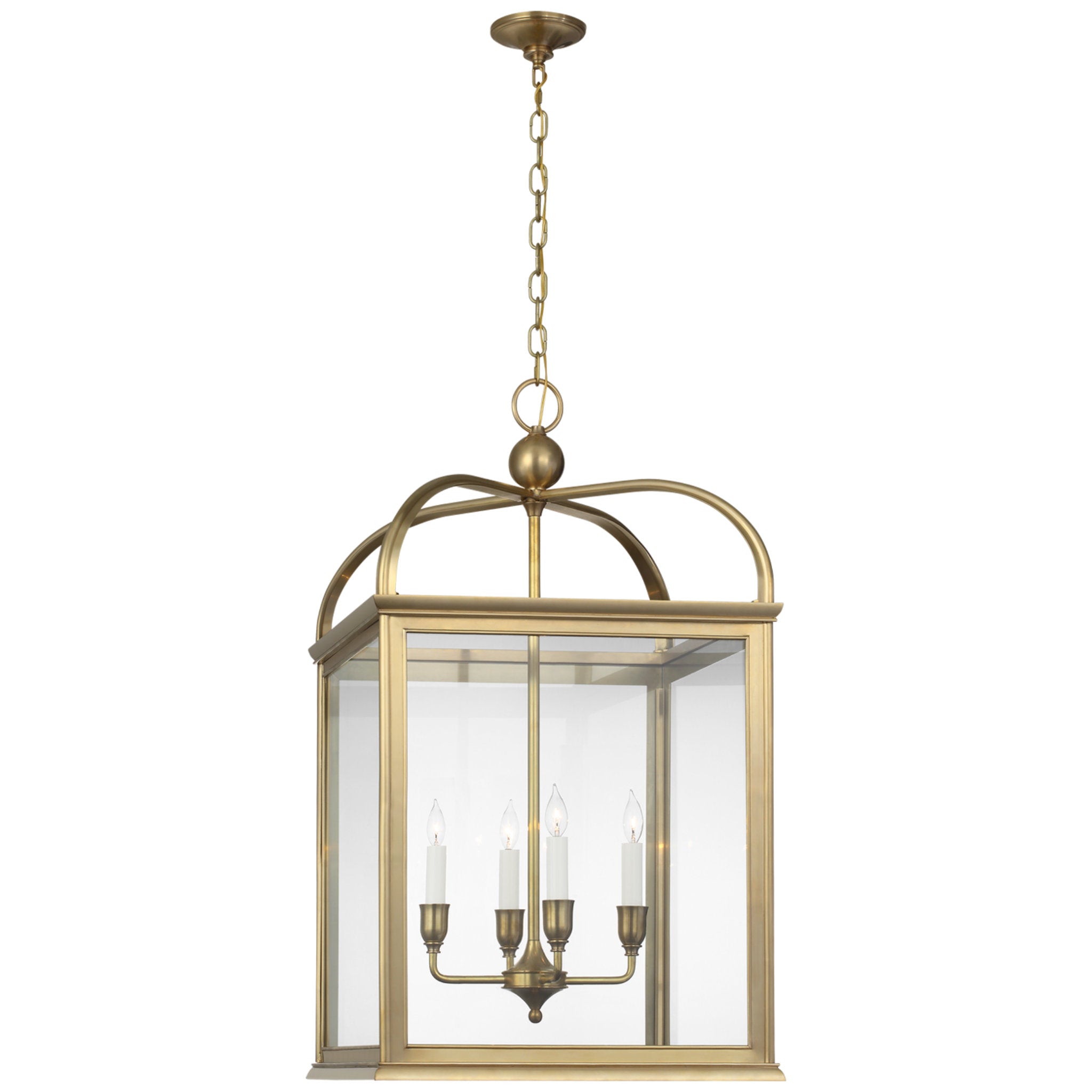 Ralph Lauren Rhoades 25" Lantern in Natural Brass with Clear Glass Ceiling Light W24.5" x H43.5"