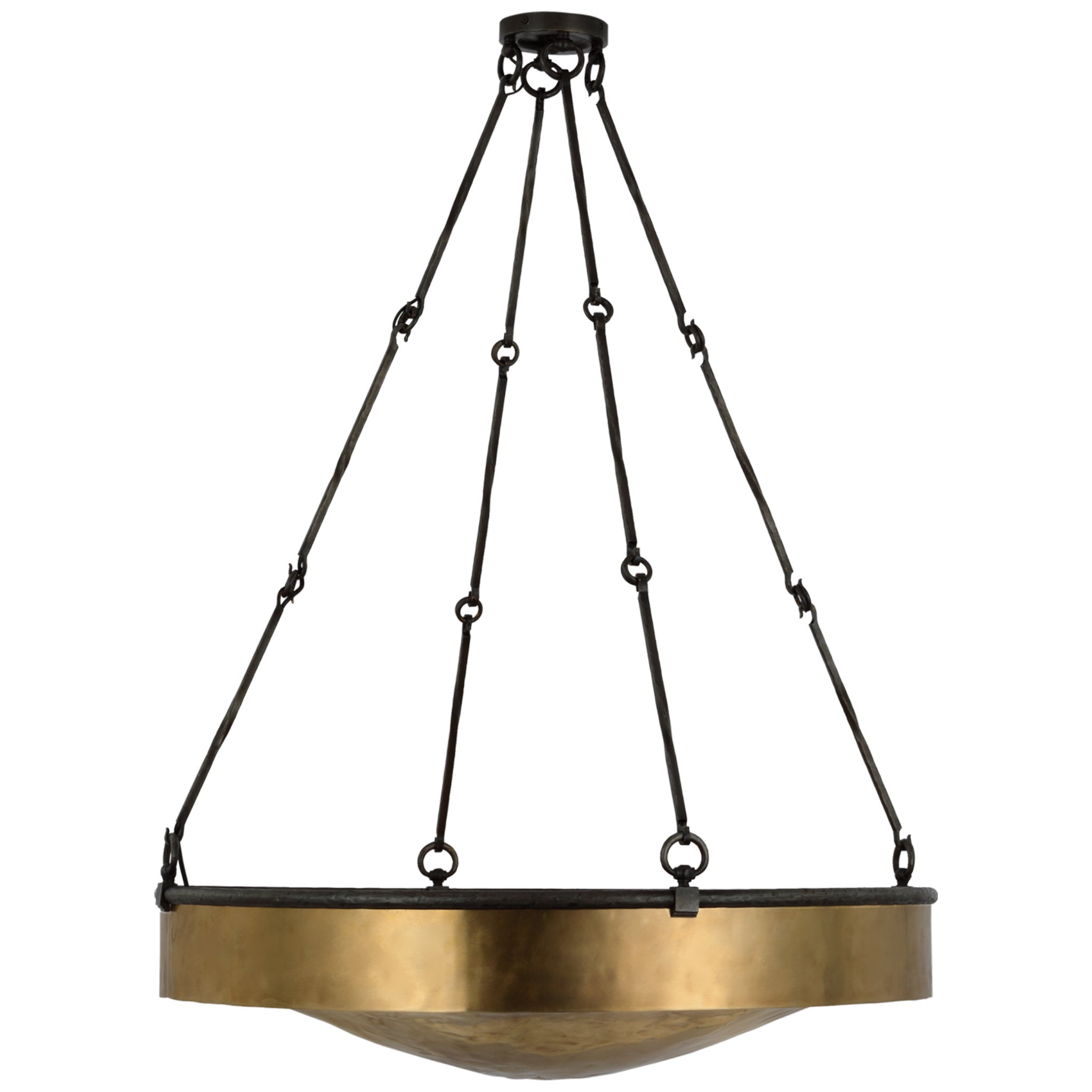 Ralph Lauren Ancram Large Uplight Chandelier in Natural Brass and Aged Iron Ceiling Light W34.75"