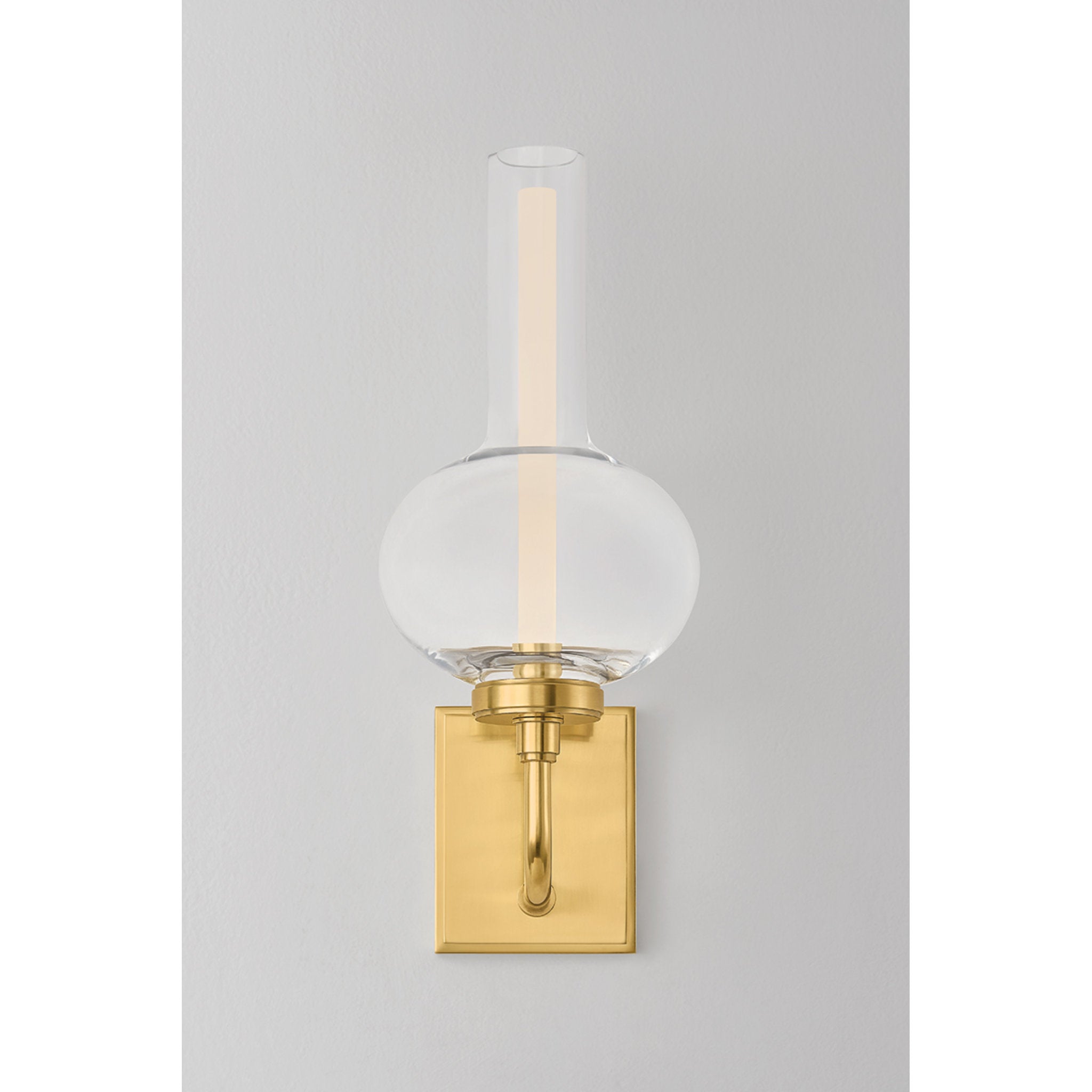 Rossman 1-Light Wall Sconce in Aged Brass 6.75W x 16.5H