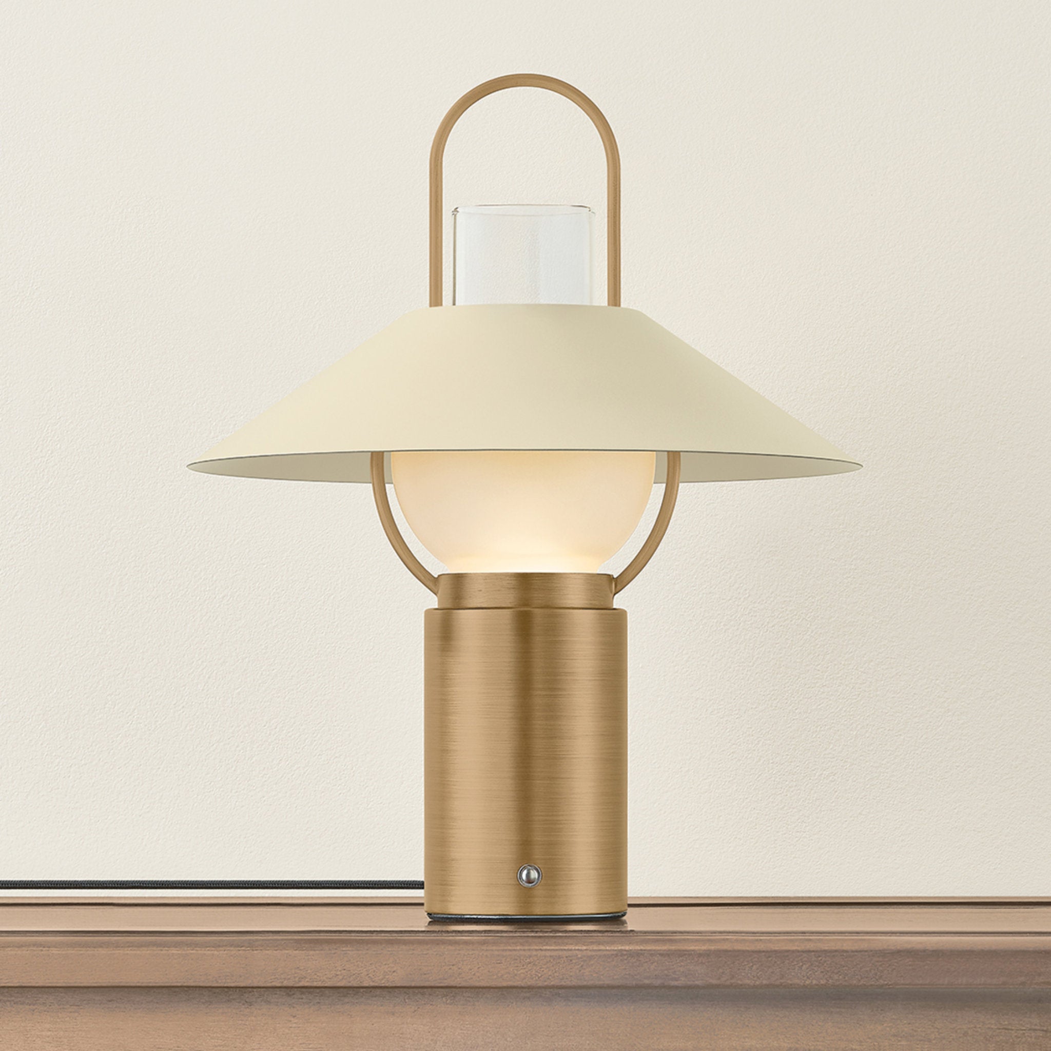 Kindle 1-Light Rechargeable Table Lamp in Patina Brass by Lauren Liess 11.75W x 14.5H