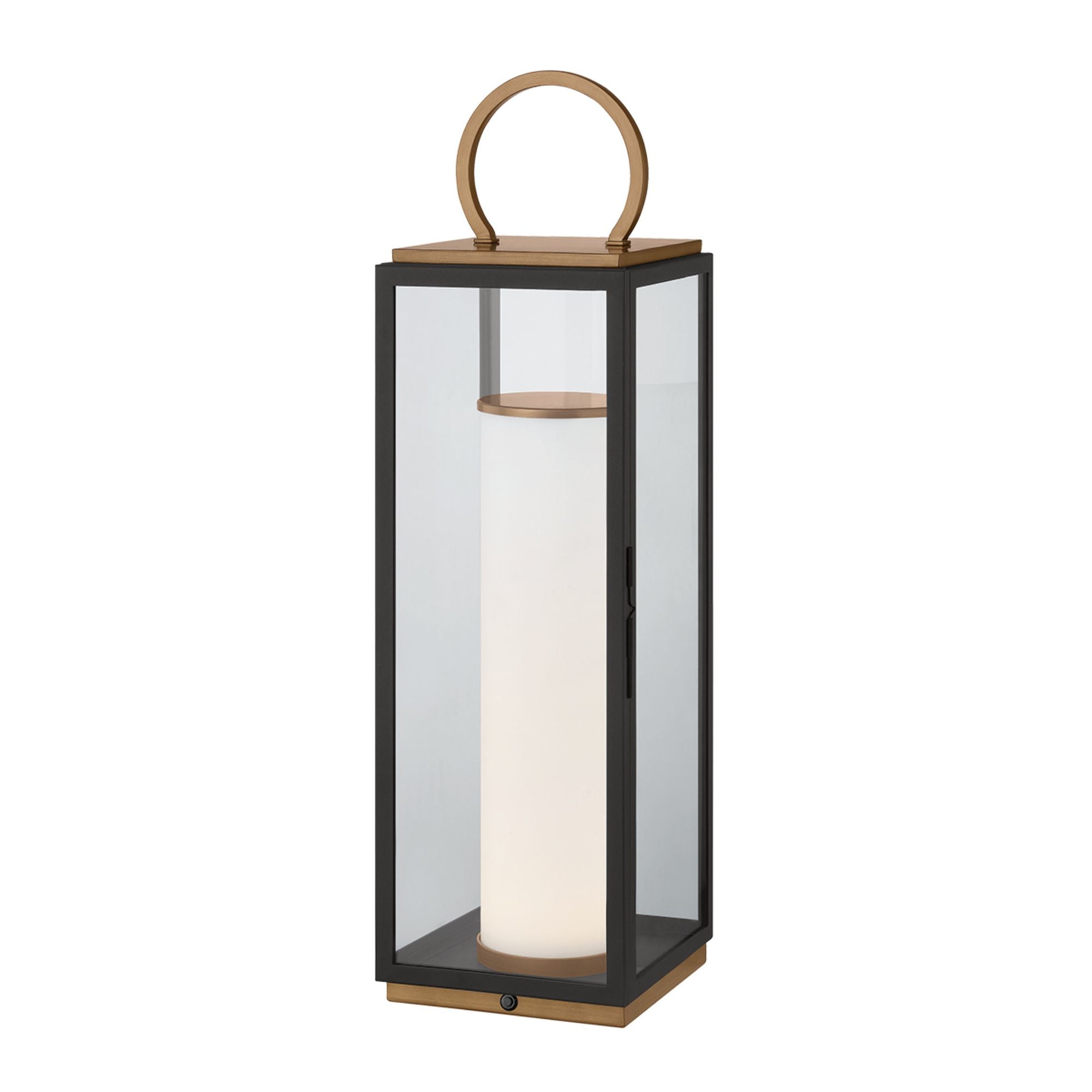 Gareth 1-Light Exterior Rechargeable Table Lamp in Patina Brass 8.25W x 29H