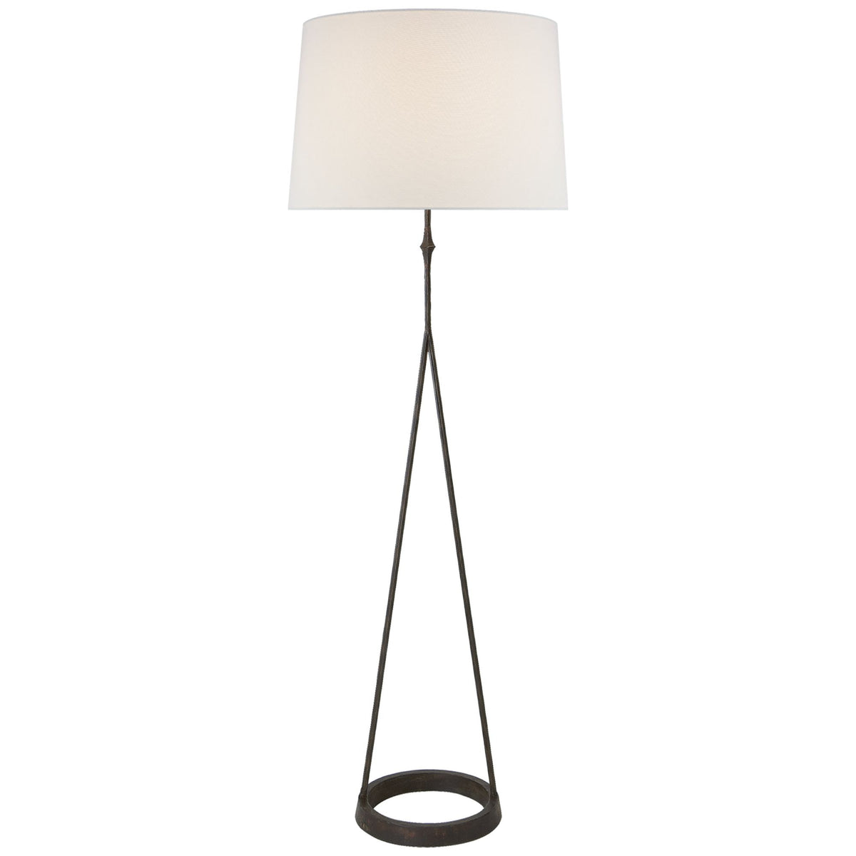 Visual Comfort Dauphine Floor Lamp in Aged Iron with Linen Shade W18.5" x H54.5"