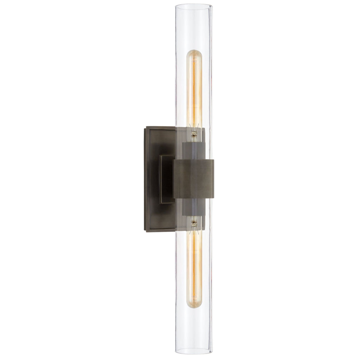 Ian K. Fowler Presidio Petite Double Sconce in Bronze with Clear Glass W4.75" x H23" x E4.5"