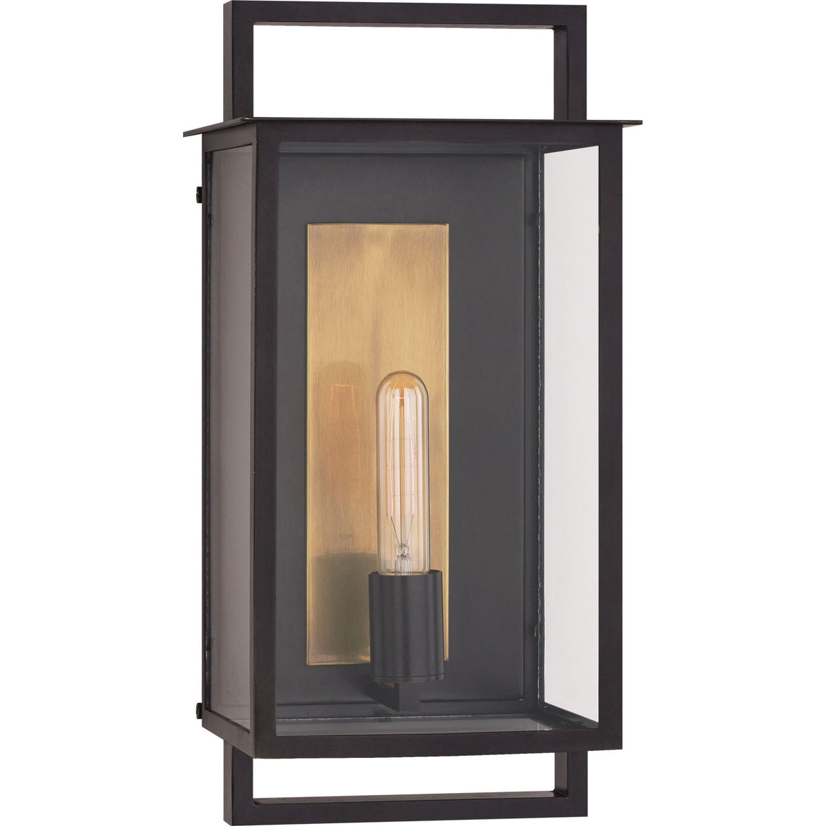 Ian K. Fowler Halle Medium Wall Lantern in Aged Iron with Clear Glass W8.75" x H18" x E8"