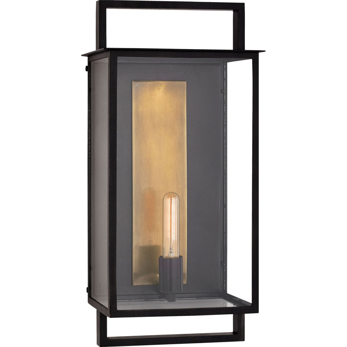 Ian K. Fowler Halle Large Wall Lantern in Aged Iron and Clear Glass W10.75" x H23" x E9"