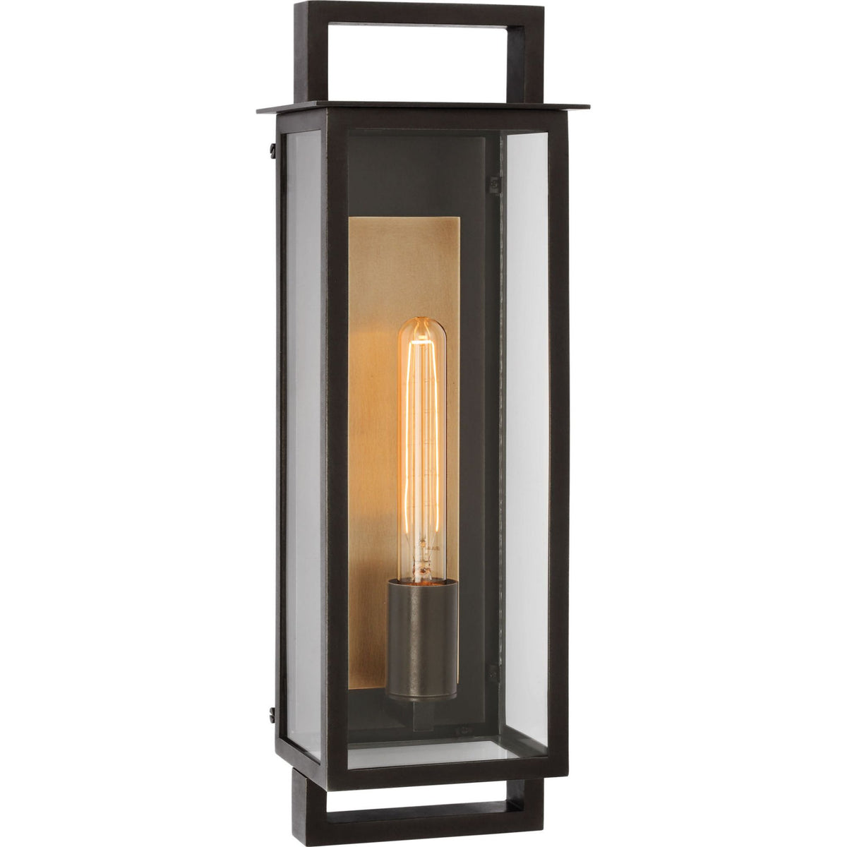 Ian K. Fowler Halle Medium Narrow Wall Lantern in Aged Iron with Clear Glass W6.25" x H19" x E5.5"