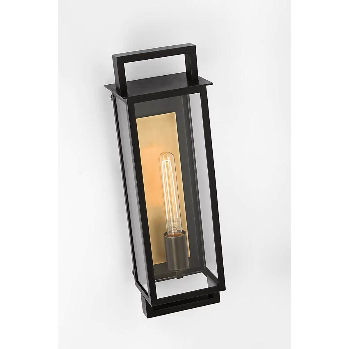 Ian K. Fowler Halle Medium Narrow Wall Lantern in Aged Iron with Clear Glass W6.25" x H19" x E5.5"