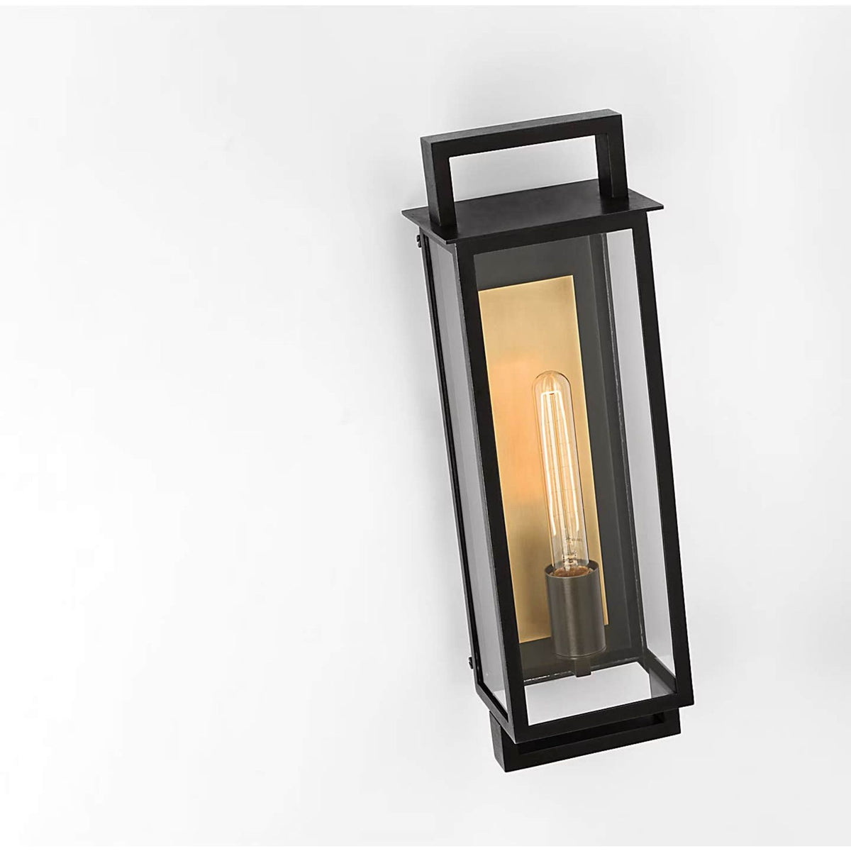 Ian K. Fowler Halle Medium Narrow Wall Lantern in Aged Iron with Clear Glass W6.25" x H19" x E5.5"