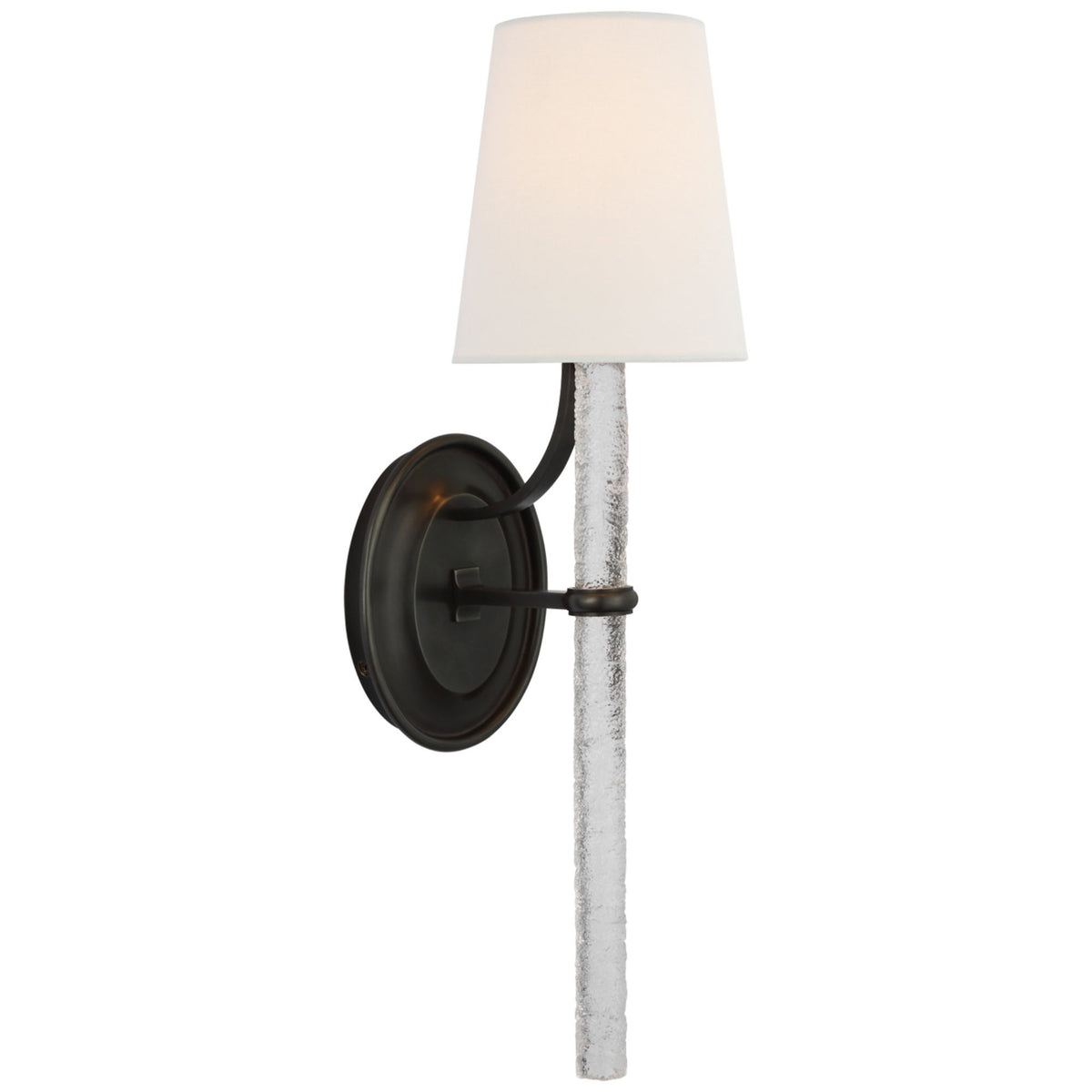 Marie Flanigan Abigail Large Sconce in Bronze and Clear Wavy Glass with Linen Shade W5.25" x H18" x E7"