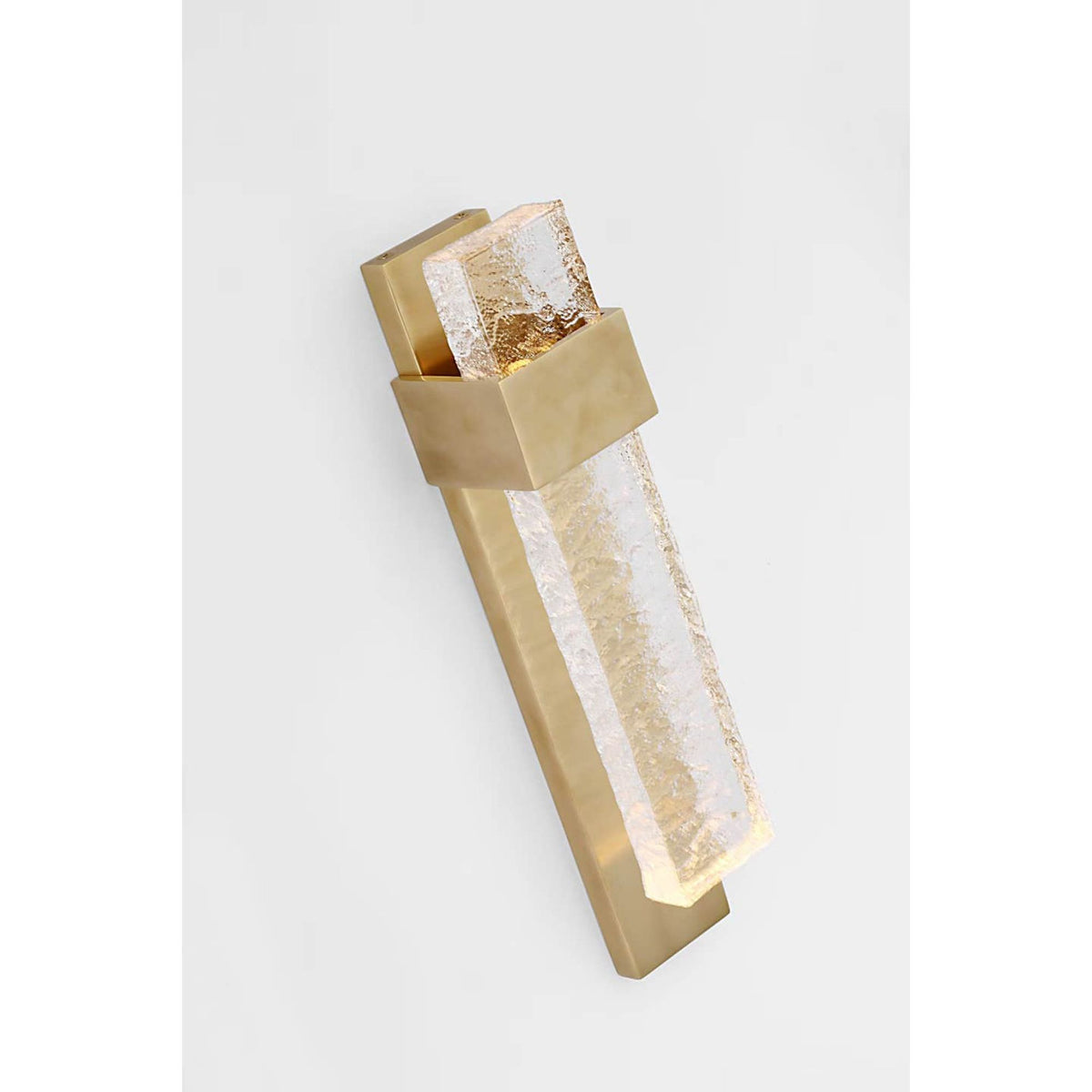 Marie Flanigan Brock Medium Sconce in Soft Brass and Clear Wavy Glass W3" x H14" x E3"