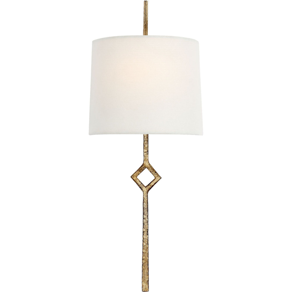 Visual Comfort Cranston Small Sconce in Gilded Iron with Linen Shade W6.5" x H16.25" x E4.25"
