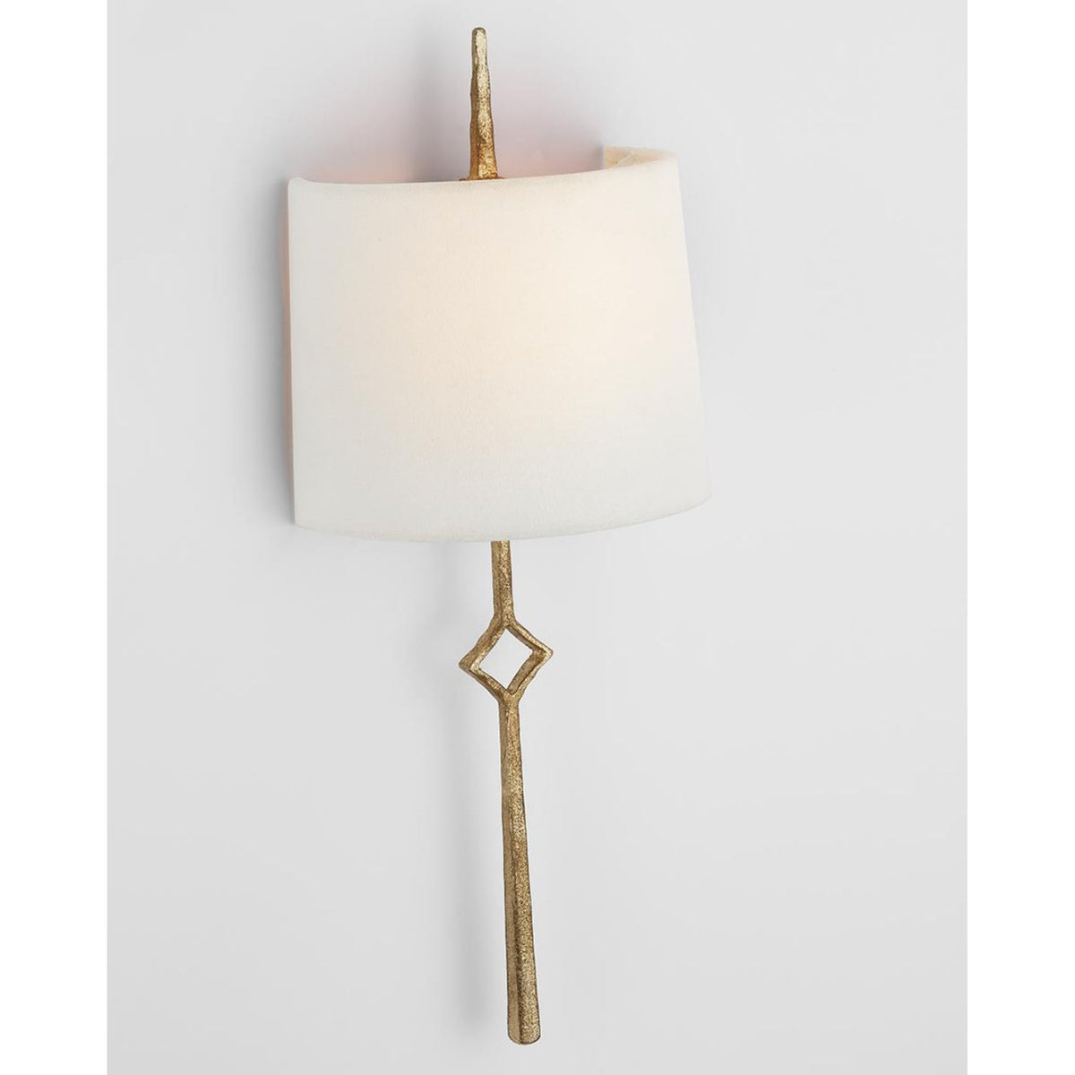 Visual Comfort Cranston Small Sconce in Gilded Iron with Linen Shade W6.5" x H16.25" x E4.25"