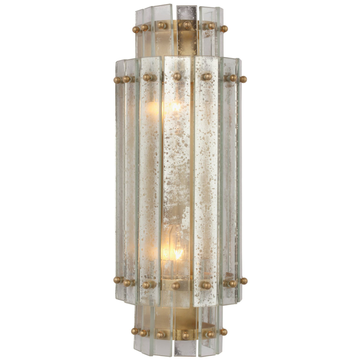 Carrier and Company Cadence Small Tiered Sconce in Hand-Rubbed Antique Brass with Antique Mirror W5.5" x H14.5" x E4.75"