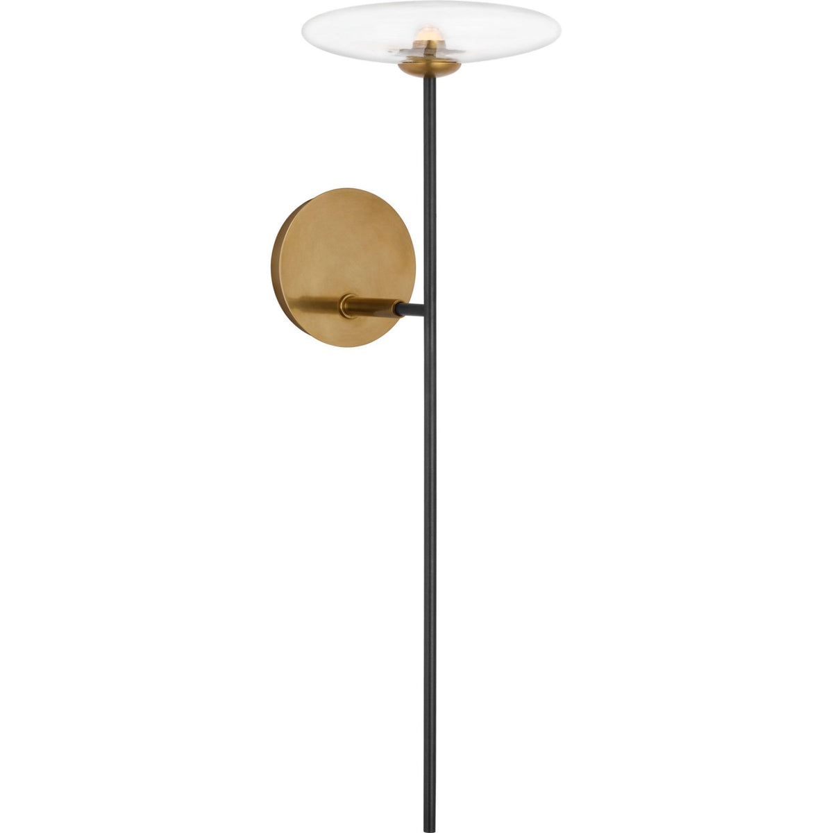 Ian K. Fowler Calvino Large Tail Sconce in Aged Iron and Hand-Rubbed Antique Brass with Clear Glass W7.5" x H24" x E9"