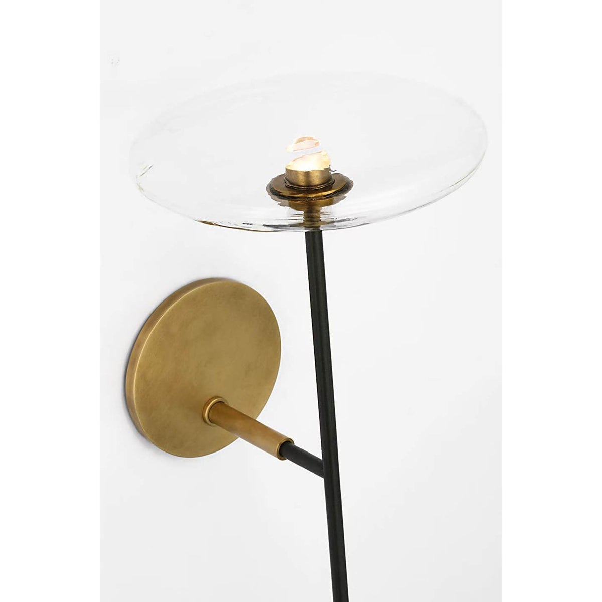 Ian K. Fowler Calvino Large Tail Sconce in Aged Iron and Hand-Rubbed Antique Brass with Clear Glass W7.5" x H24" x E9"