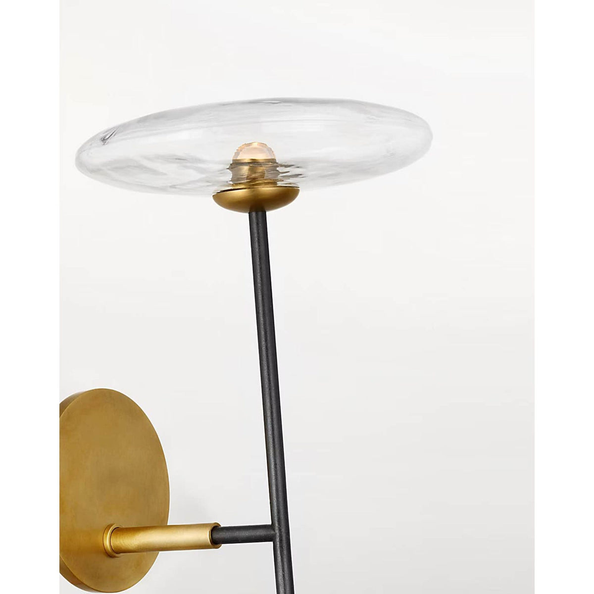 Ian K. Fowler Calvino Large Tail Sconce in Aged Iron and Hand-Rubbed Antique Brass with Clear Glass W7.5" x H24" x E9"