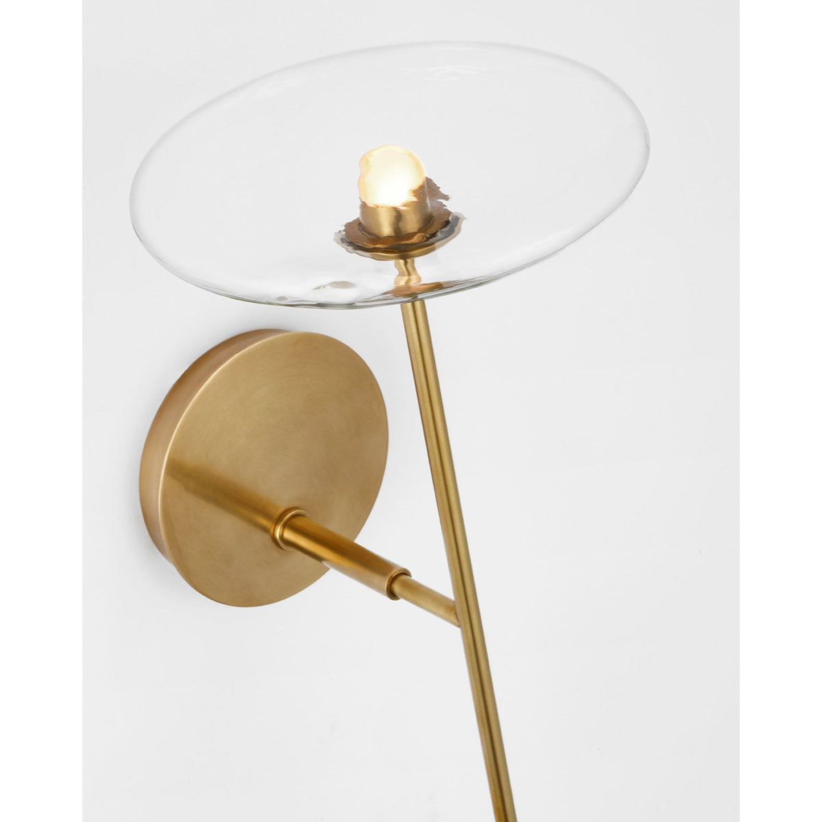 Ian K. Fowler Calvino Large Tail Sconce in Hand-Rubbed Antique Brass with Clear Glass W7.5" x H24" x E9"